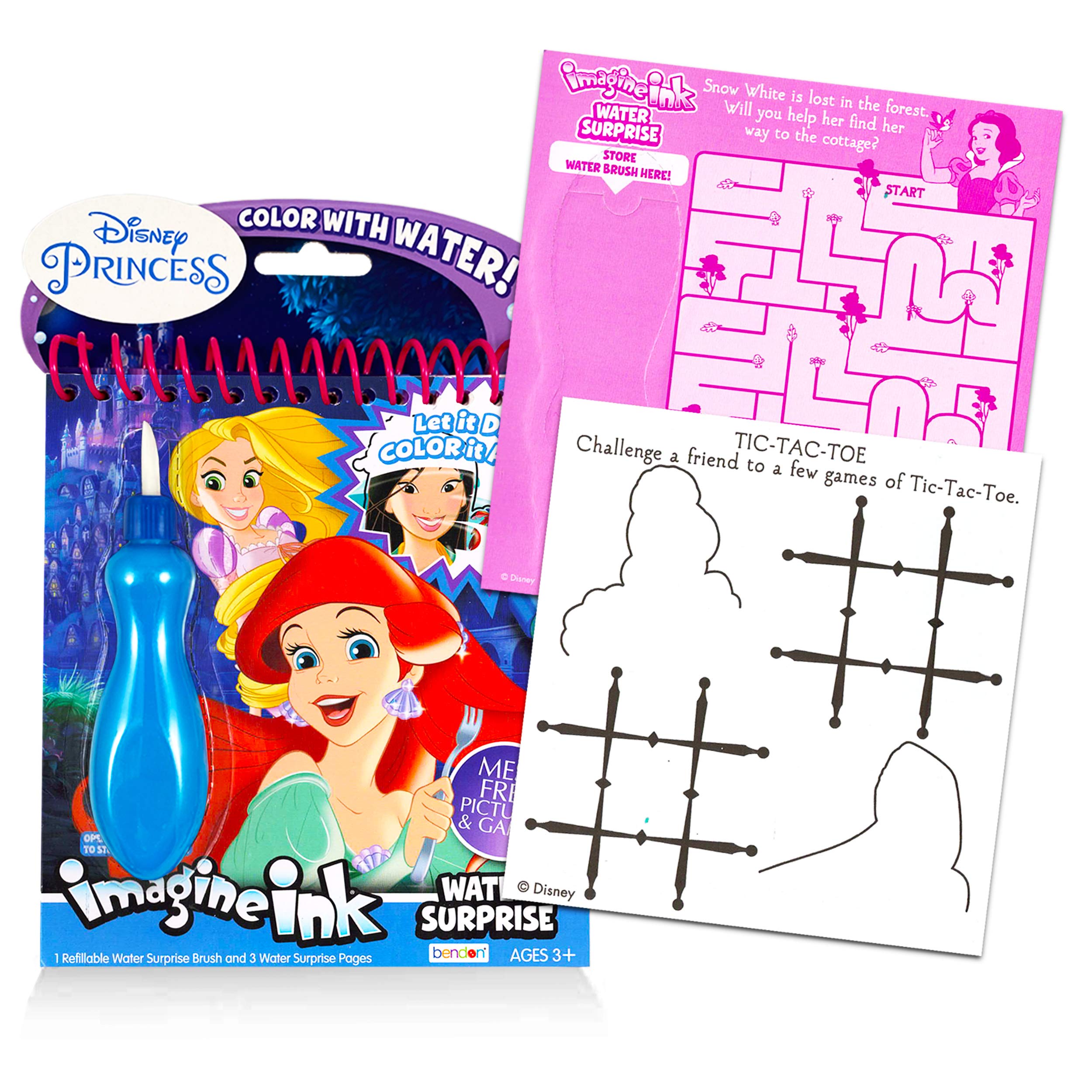 Deluxe Disney Princess Paint with Water Set - Includes 1 Paint Book, 2 Coloring Books (Tangled & Moana), Paint Brushes | Fun Kids Art Activity for Birthday Gifts & Travel Entertainment