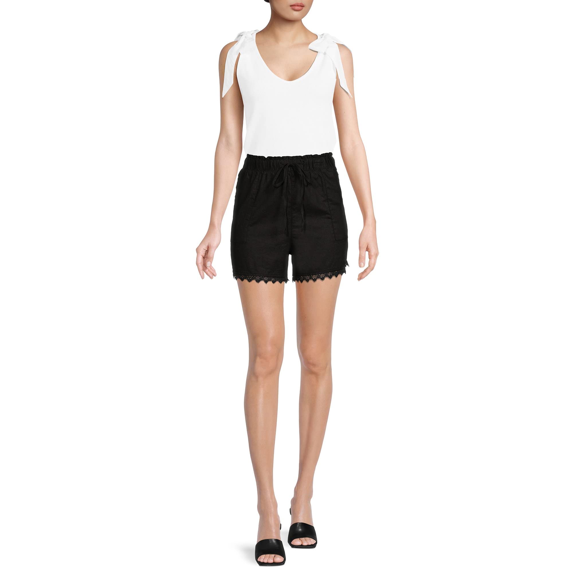 Time and Tru Women's Linen Shorts - Comfortable Summer Casual Shorts with Elastic Waist | Perfect for Beach, Vacation, and Everyday Wear