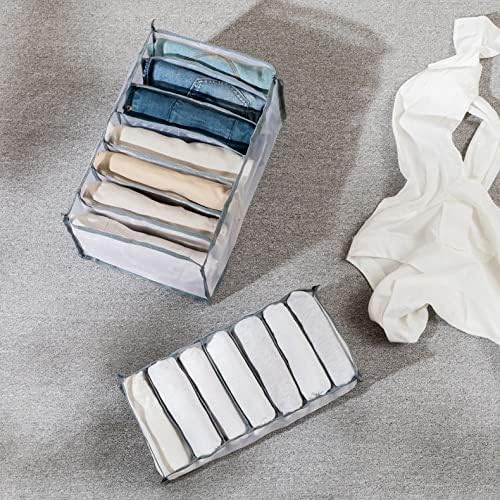 2Pcs Foldable Mesh Drawer Organizers for Clothes, Jeans, Leggings & T-Shirts - Gray Wardrobe Storage Box | Perfect for Bedroom, Closet & Travel Organization
