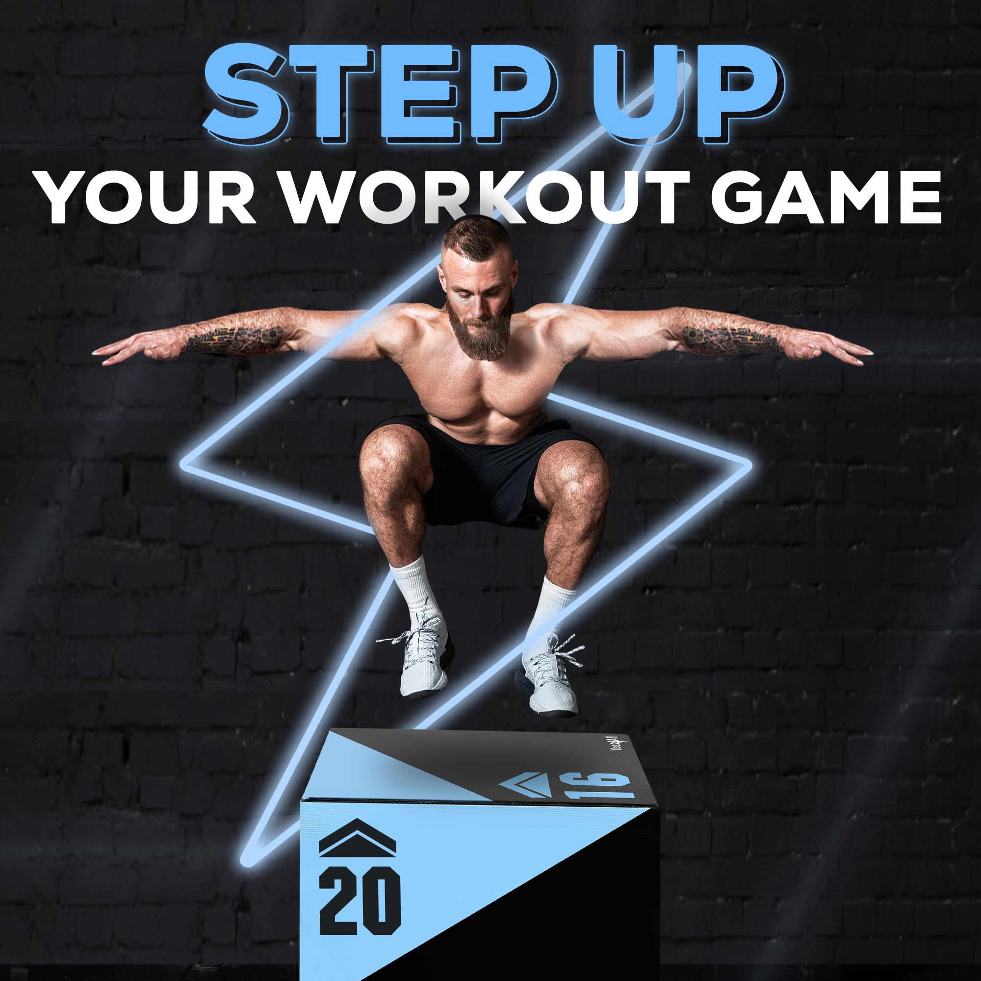 Yes4All 3-in-1 Adjustable Foam Plyometric Jump Box for CrossFit, HIIT & Strength Training - Durable Exercise Plyo Box for Home Gym & Outdoor Workouts - Perfect for Box Jumps, Step-Ups & Fitness Conditioning
