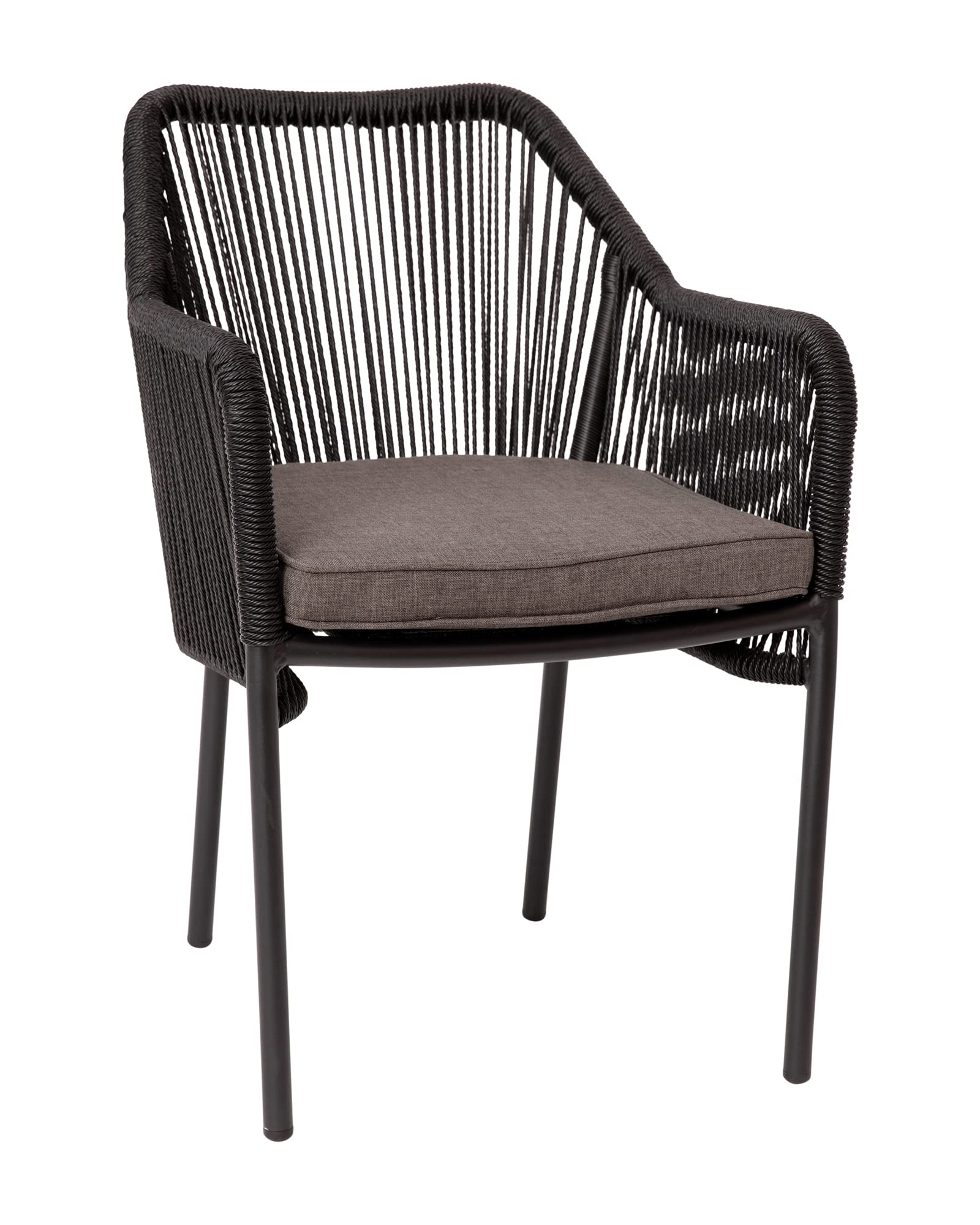 Flash Furniture Kallie Set of 2 Stacking Club Chairs - Indoor/Outdoor UV Resistant Woven Black Seats - Gray Zippered Cushions - Black Aluminum Frame - Perfect for Patio, Poolside & Garden Relaxation