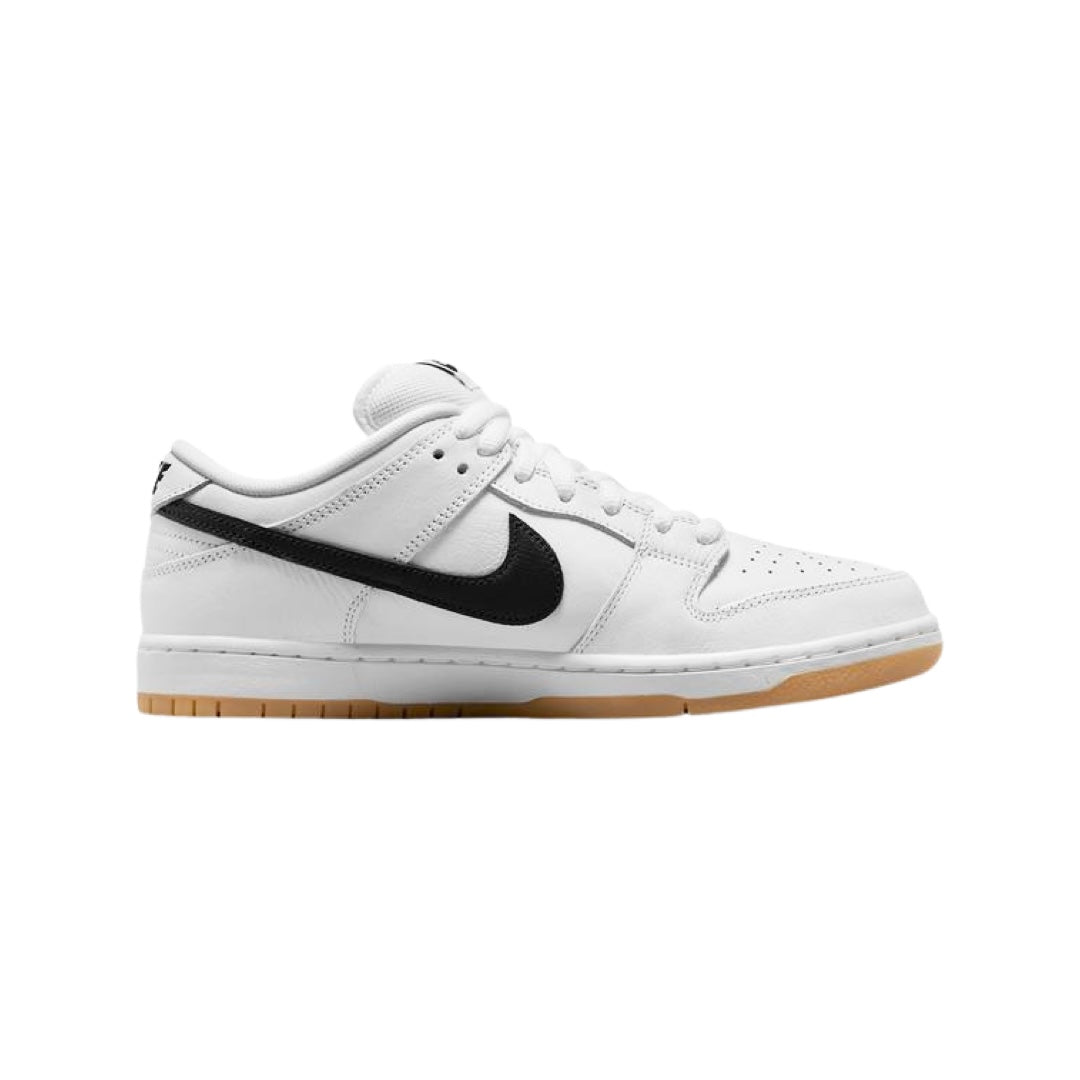 Nike SB Dunk Low Sneakers - White, Black & Light Brown Gum Sole - Skateboarding & Casual Wear Shoes for Men & Women