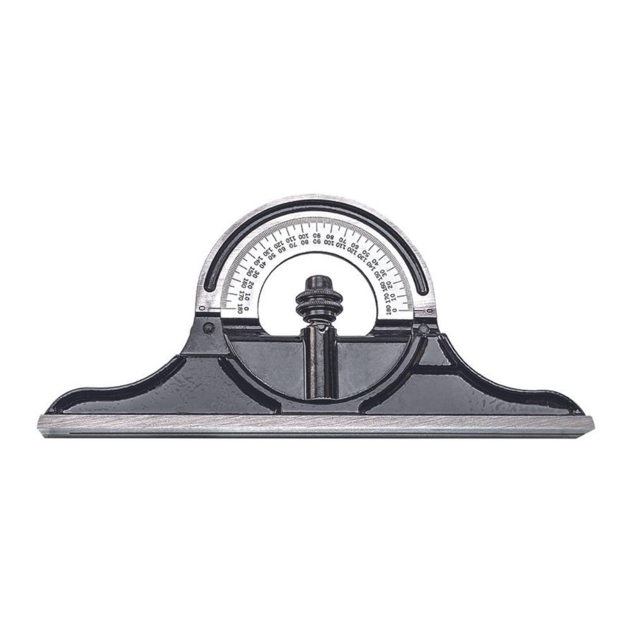 Starrett Cast Iron Protractor Head - Precision Angle Measurement Tool for Combination Squares, Sets & Bevel Protractors - Black Smooth Finish with Chrome Turret (CPR-1224S) - Perfect for Woodworking, Metalworking & Engineering Projects
