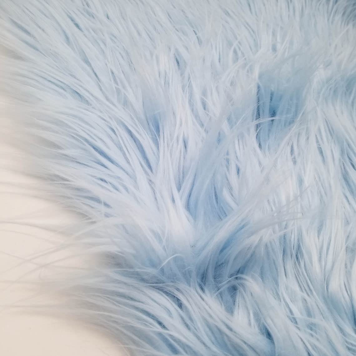 Premium Texco Faux Fur Fabric - Ultra Soft Long Pile Mongolian Style, Baby Blue (5 Yards) for DIY Blankets, Coats, Pillows & Home Decor Projects