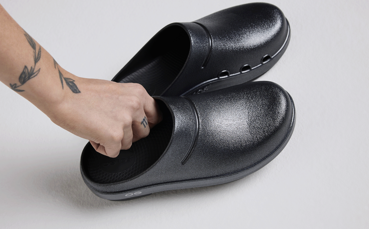 Women's OOcloog Luxe Clog - Sparkly Black Slip-On Shoes for Comfort & Style | Perfect for Casual Wear, Home, Garden & Outdoor Activities