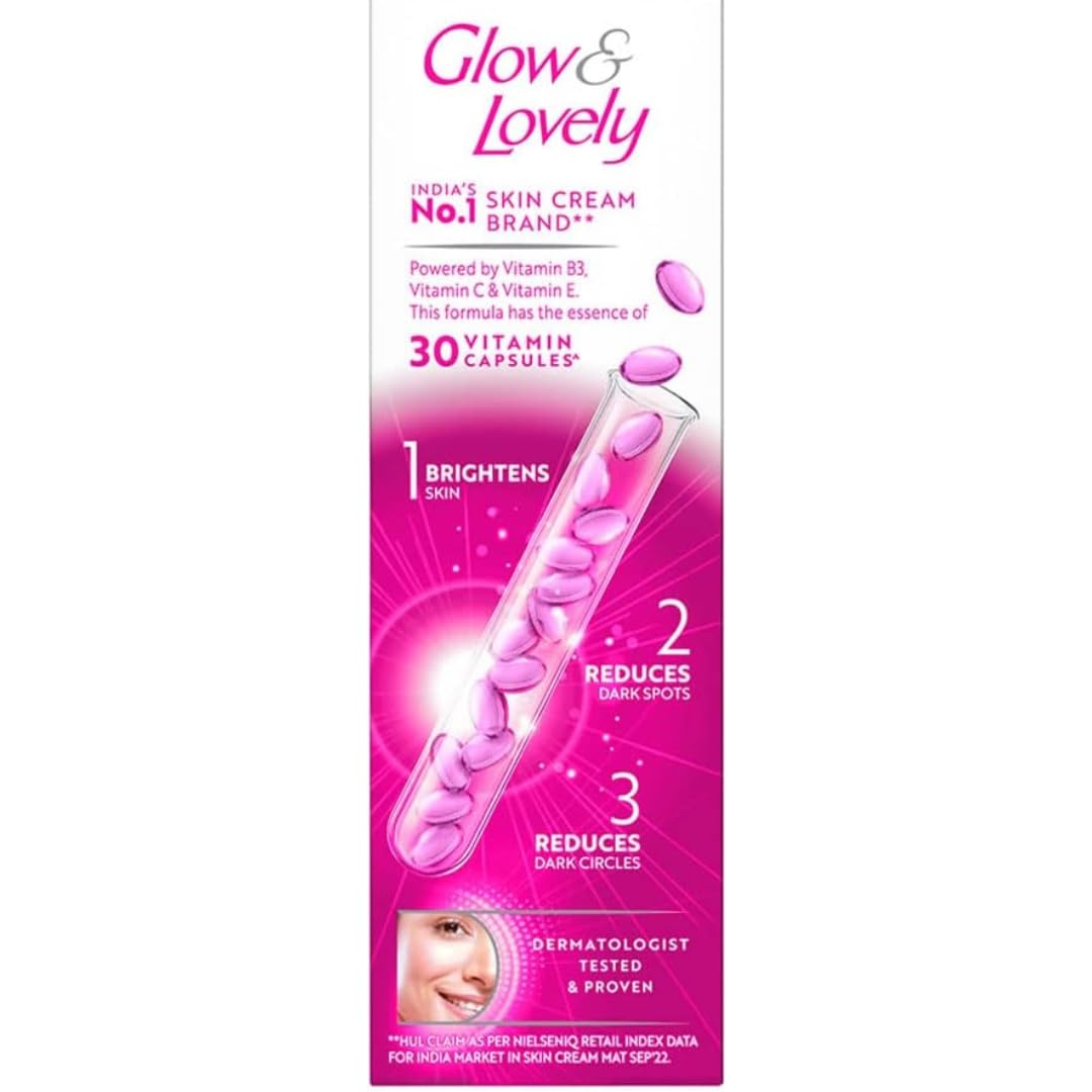 Glow & Lovely Advanced Multivitamin Face Cream 80g - Daily Illuminating Moisturizer with SPF 15, Vitamin E, Vitamin C & Niacinamide for Radiant Skin | Perfect for Daytime Hydration & Sun Protection