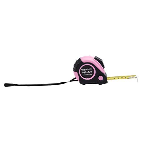 Amazon Basics 16-Foot Pink Tape Measure - Retractable, Durable & Easy to Read - Perfect for DIY Projects, Home Improvement & Crafting