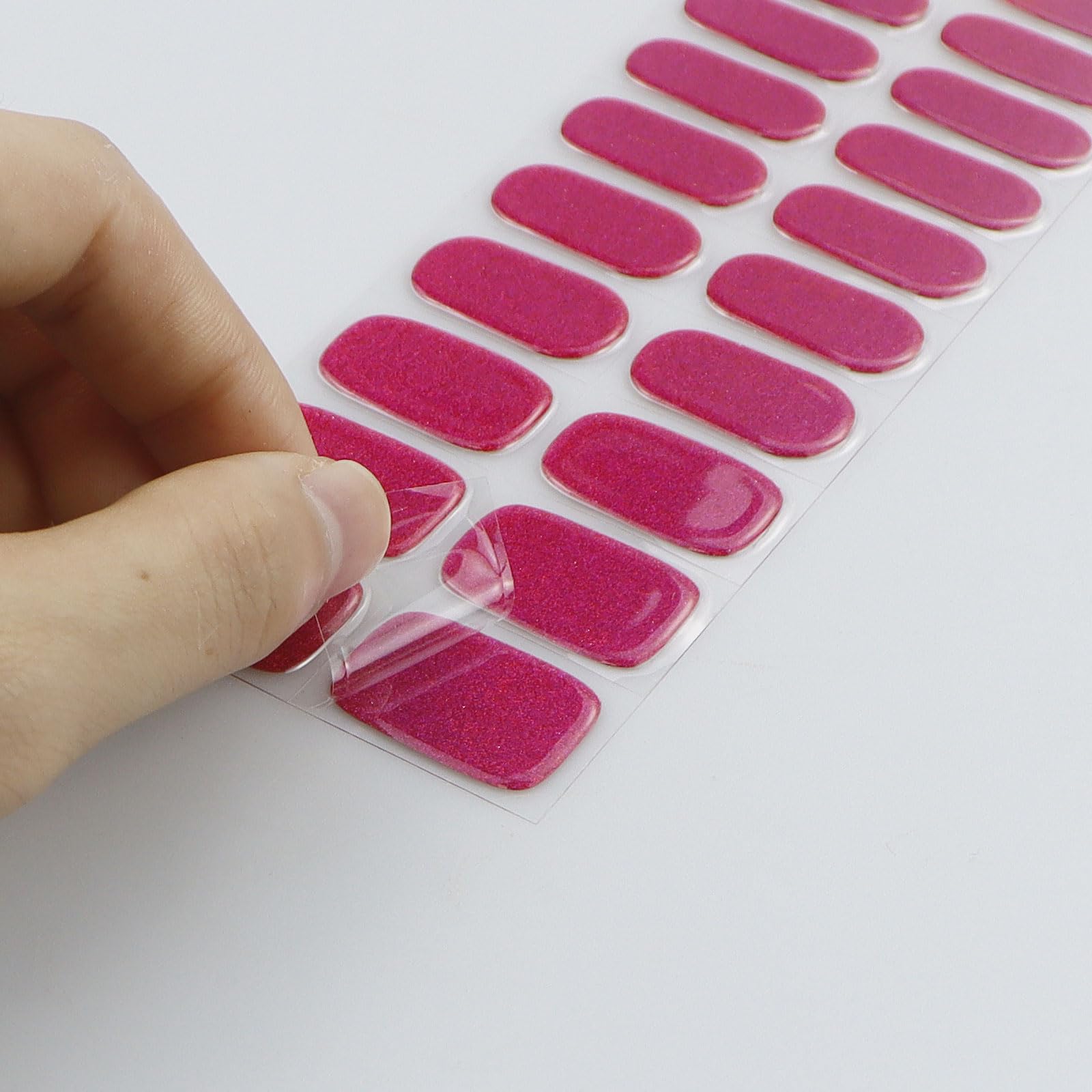 JMEOWIO Red Glitter Semi-Cured Gel Nail Strips - DIY UV/LED Gel Nail Stickers for Salon-Quality Manicures at Home | Perfect for Parties, Weddings & Special Occasions