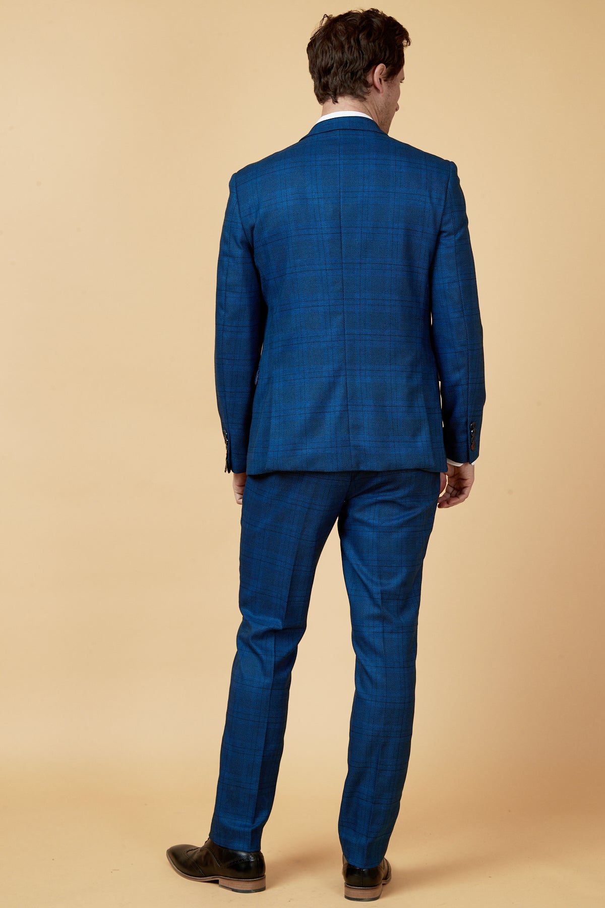 Jerry Blue Check Suit with Single Breasted Waistcoat - Men's Formal Business Attire for Weddings, Office & Special Occasions
