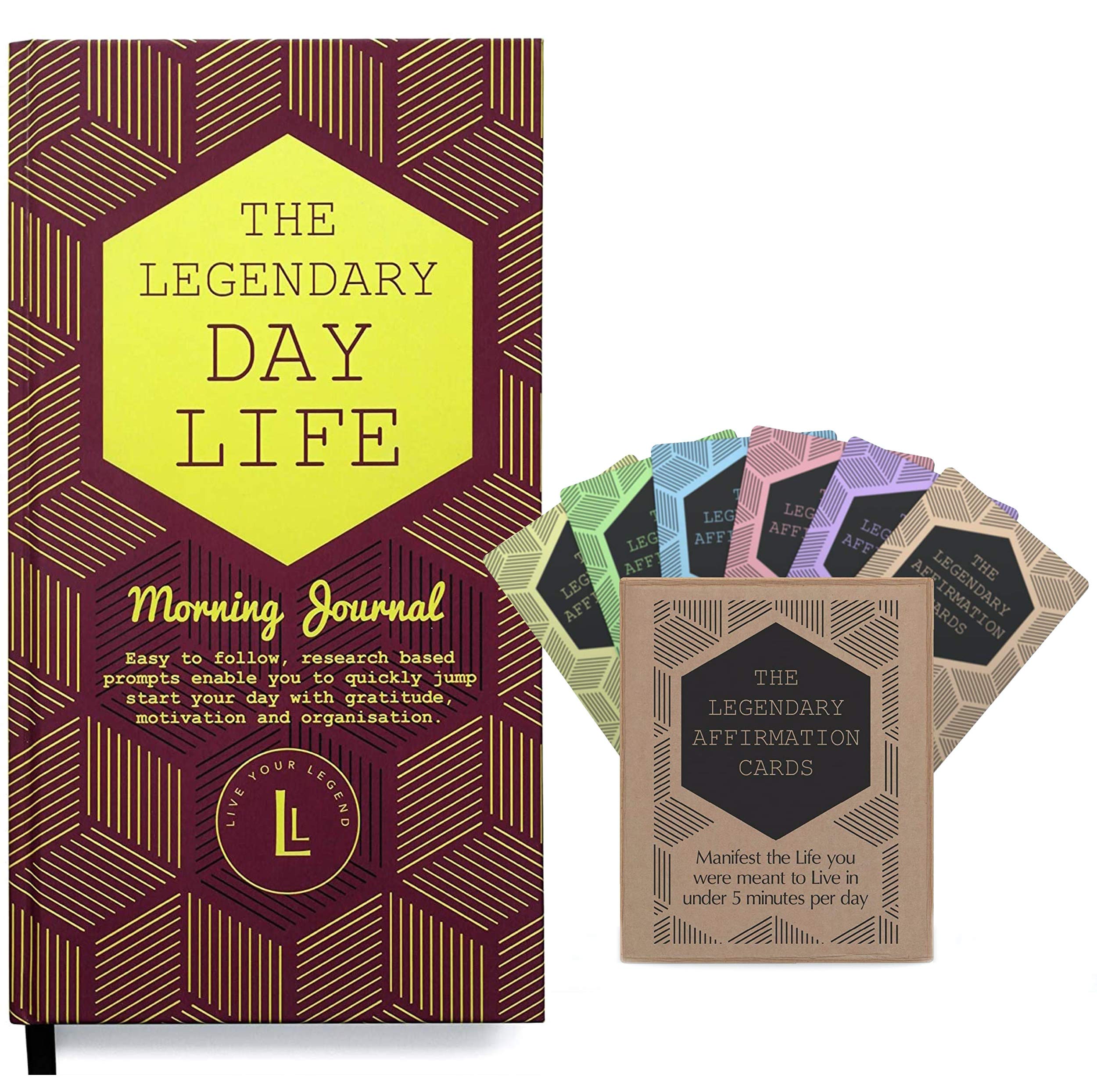 Legendary Life Affirmation Cards & Morning Journal - 120 Powerful Affirmations for Manifestation, Motivation, Goal Setting, Gratitude, Self Care & Personal Growth for Men & Women | Daily Inspiration, Mindfulness Practice & Positive Mindset Development