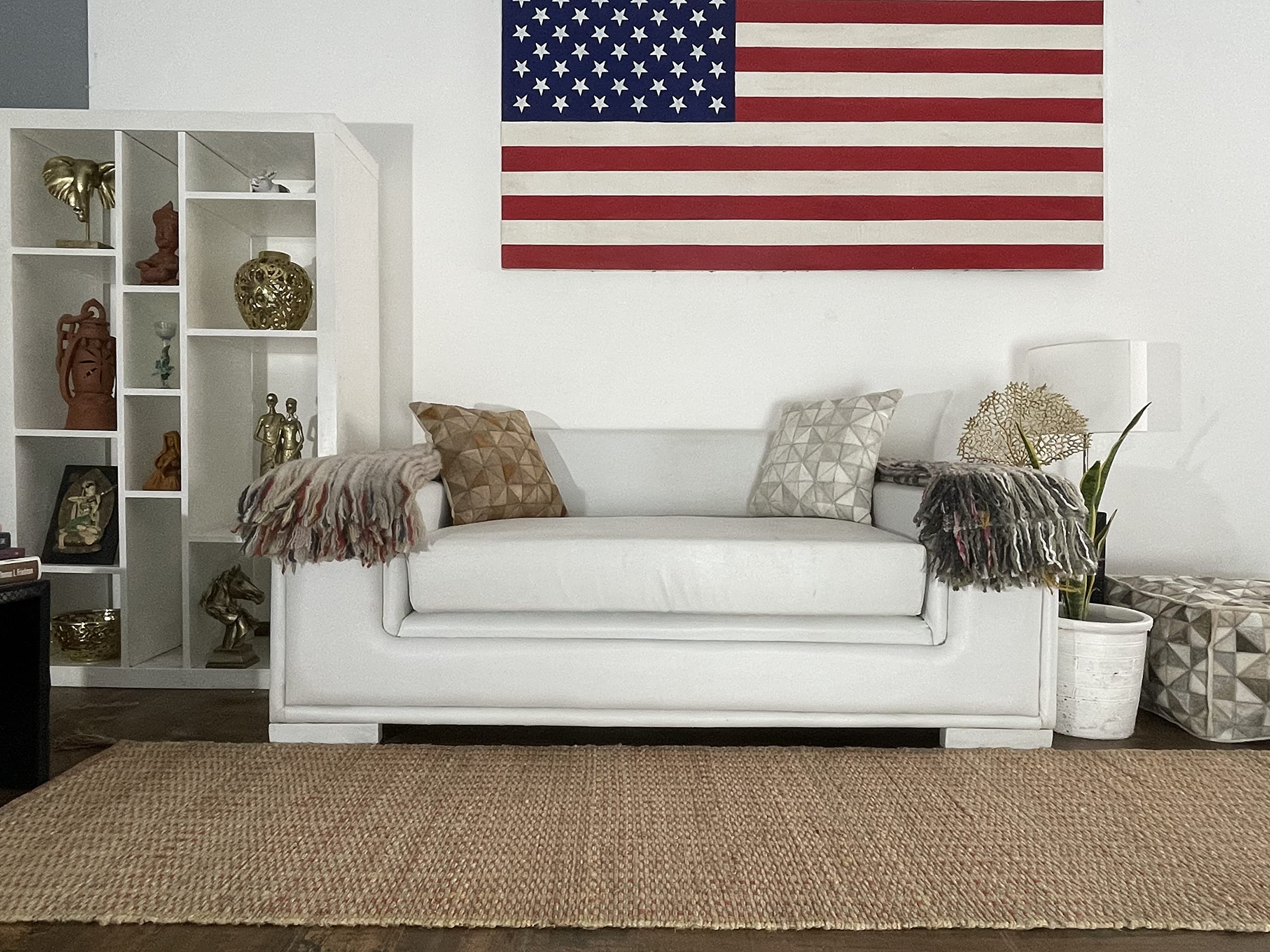Handmade Manila Hemp & Cotton Natural Fiber Rug - Easy Maintenance, Non-Slip, Eco-Friendly 8'x10' Area Carpet for Living Room, Bedroom, Family Room (Spice) | Perfect for Cozy Home Decor & High-Traffic Areas