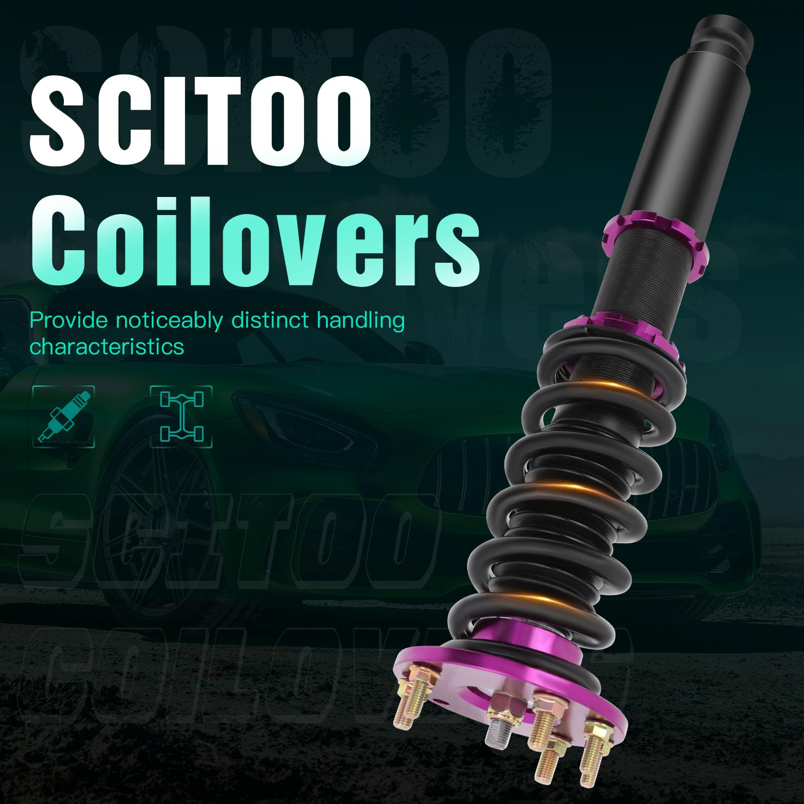 SCITOO Full Coilover Suspension Kit with Shock Struts - Compatible with 2008-2012 Honda Accord - Purple - Performance Upgrade for Street Racing & Smooth Ride