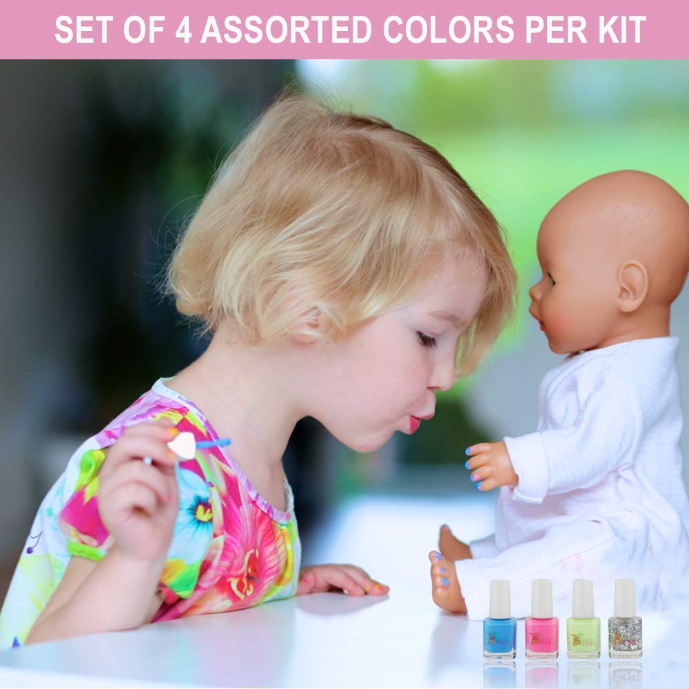Organic Soybean Lavender Nail Polish Remover (4FL-Oz) & Non-Toxic Kids Nail Polish Set – Safe, Natural Nail Care for Children & Adults – Perfect for Home Spa Days, Birthday Parties & DIY Manicures