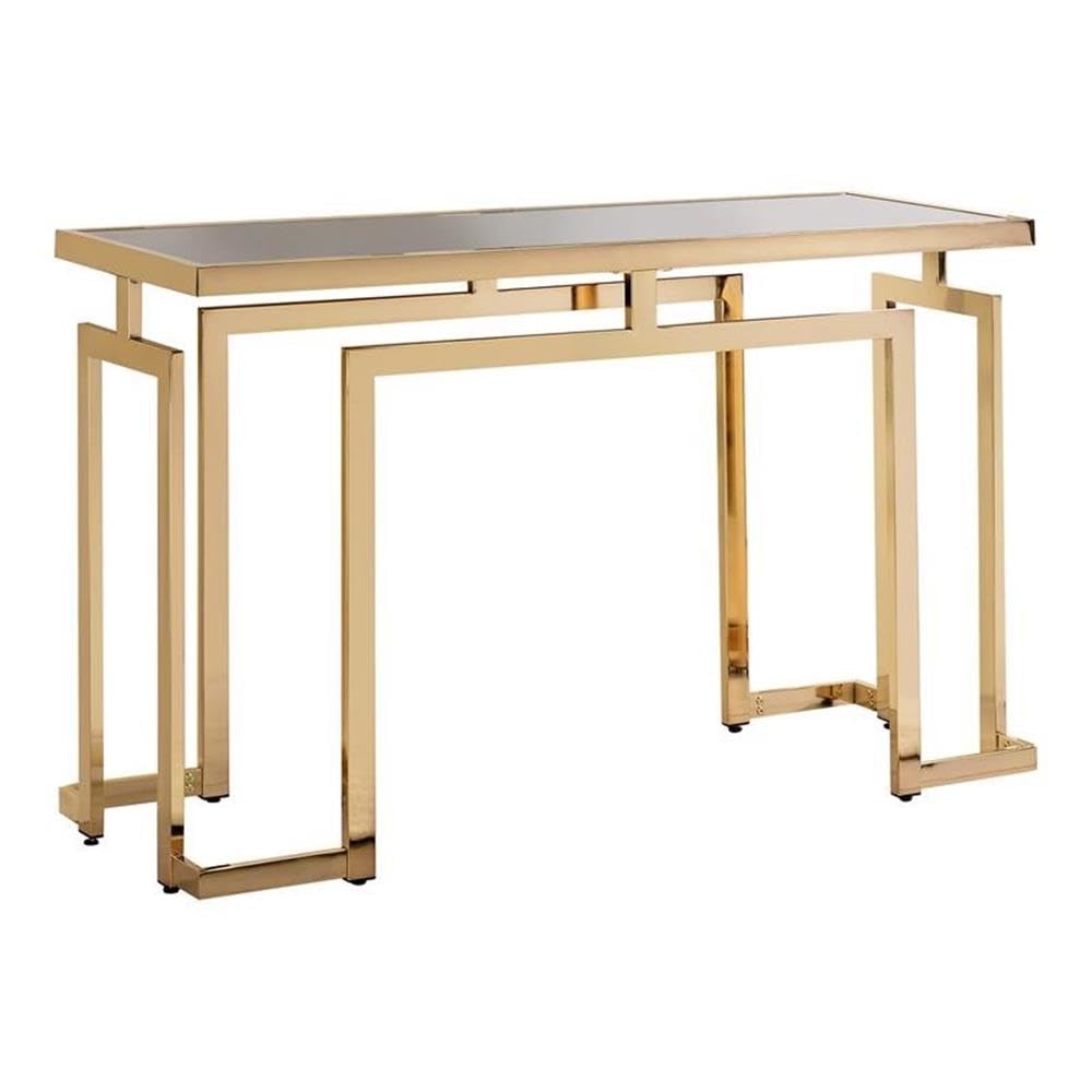 BOWERY HILL Modern Gold Glass Top Console Table - Elegant Entryway Sofa Table for Living Room, Hallway & Bedroom Decor