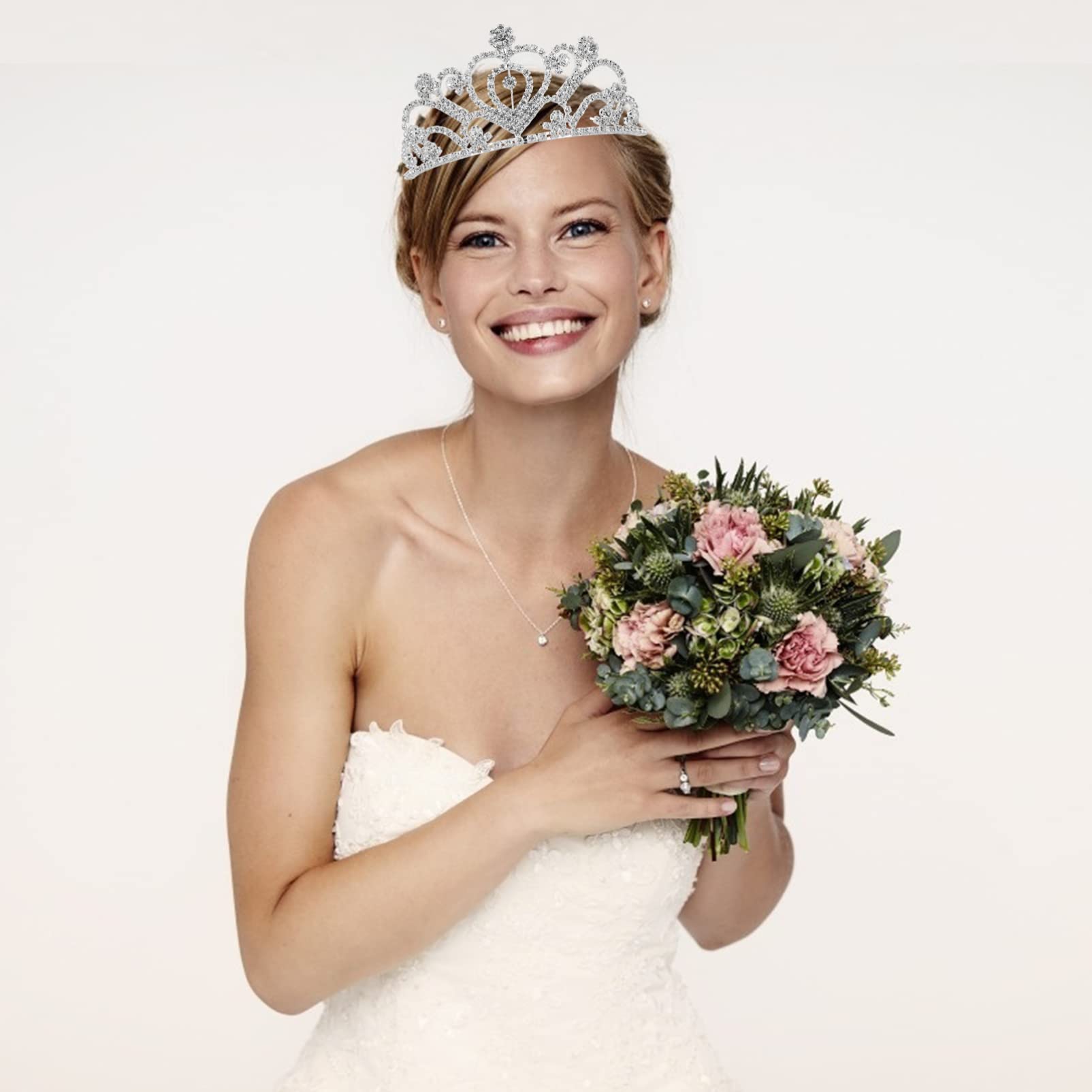 2pcs Rhinestone Bridal Crown Headband - Sparkling Wedding Tiara for Bride & Bridesmaids, Perfect for Wedding Ceremony, Reception & Bachelorette Party