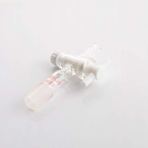 StonyLab Vacuum Flow Control Adapter with PTFE Stopcock - 19/22 Joint & Straight Hose Connector for Laboratory Equipment | Perfect for Distillation, Filtration & Chemical Transfer Processes