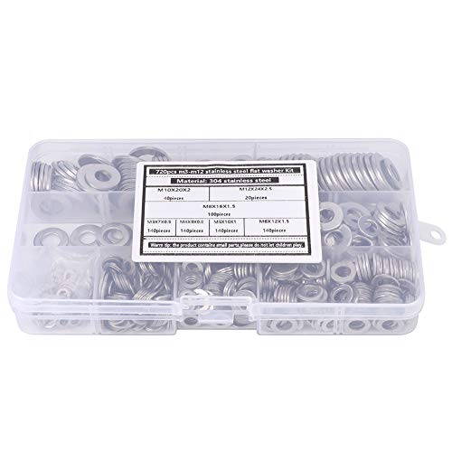 Silver Flat Washer Kit - Rust-Resistant Fasteners with Storage Box for Home & DIY Projects