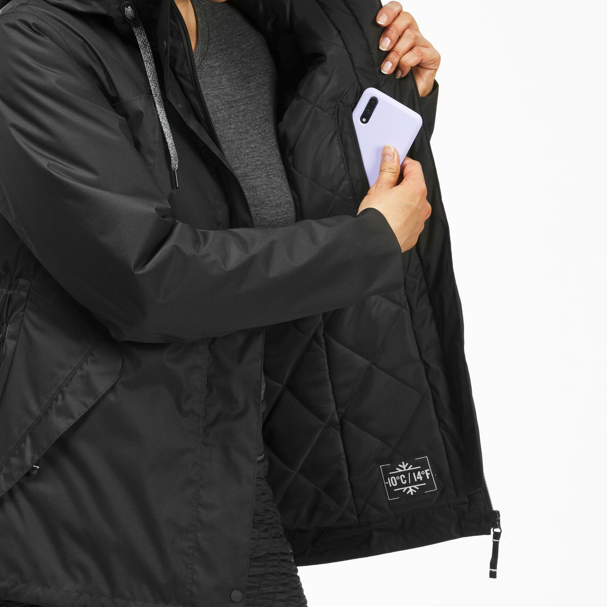Quechua Women's Waterproof Winter Hiking Jacket - SH500 Warm Down Coat for Cold Weather Up to 14°F - Perfect for Outdoor Adventures, Snow Sports & Winter Travel