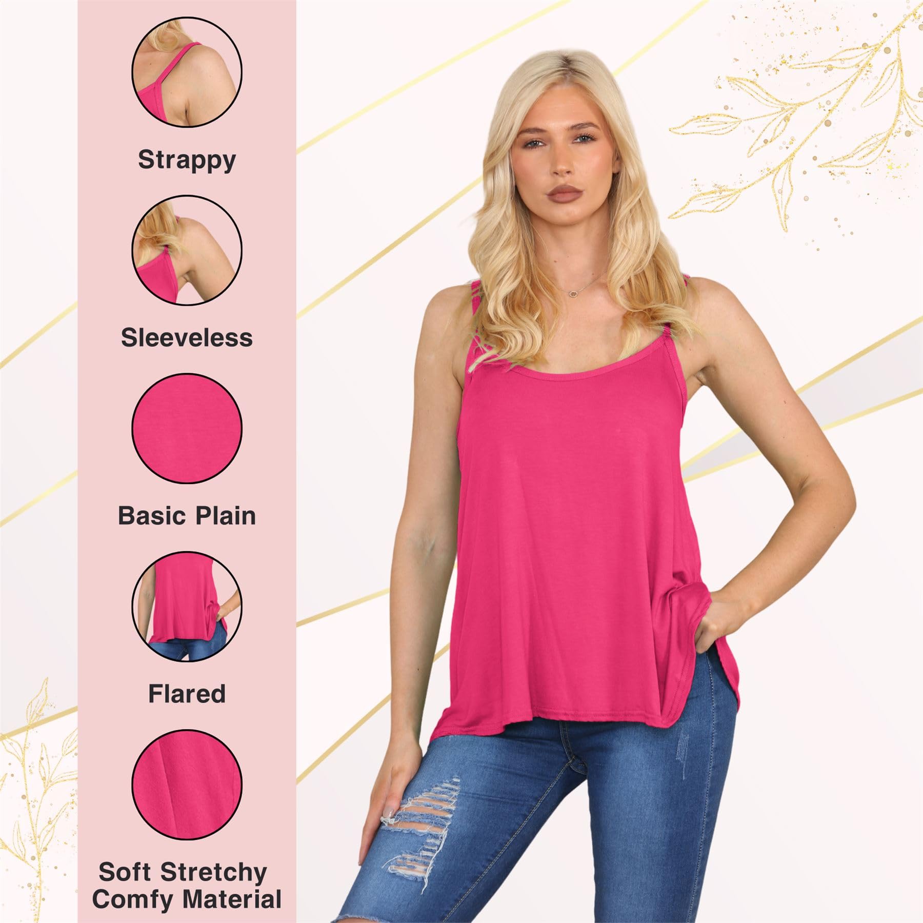 Janisramone® Women's Stretchy Sleeveless Camisole Tank Top - Lightweight Summer Vest for Women | Perfect for Beach, Yoga, Travel & Casual Wear