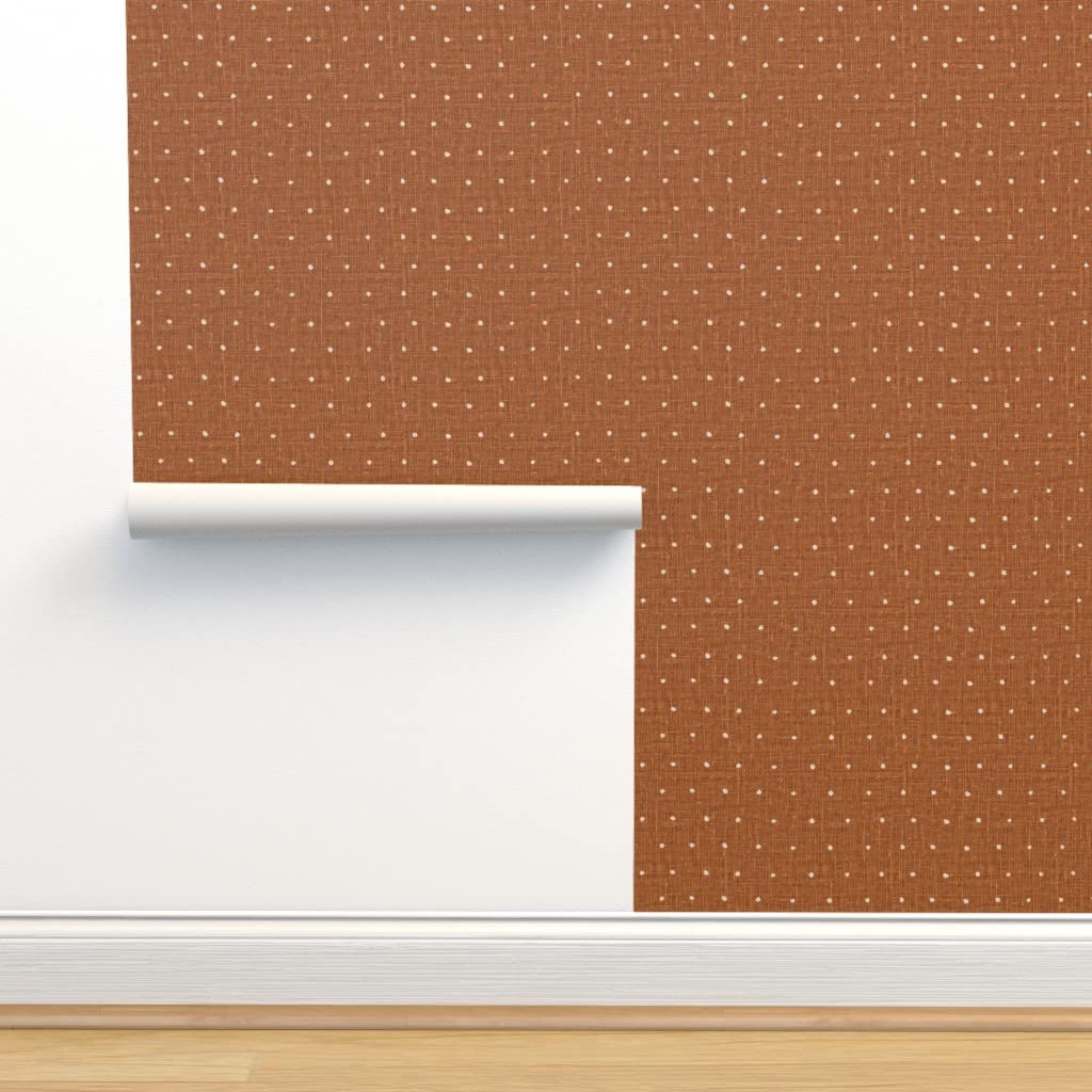 Peel & Stick Removable Wallpaper 9ft x 2ft - White Woven Copper Organic Polka Dots Pattern | Self-Adhesive Wall Decal for Bedroom, Nursery, Office & Home Decor | Easy DIY Installation