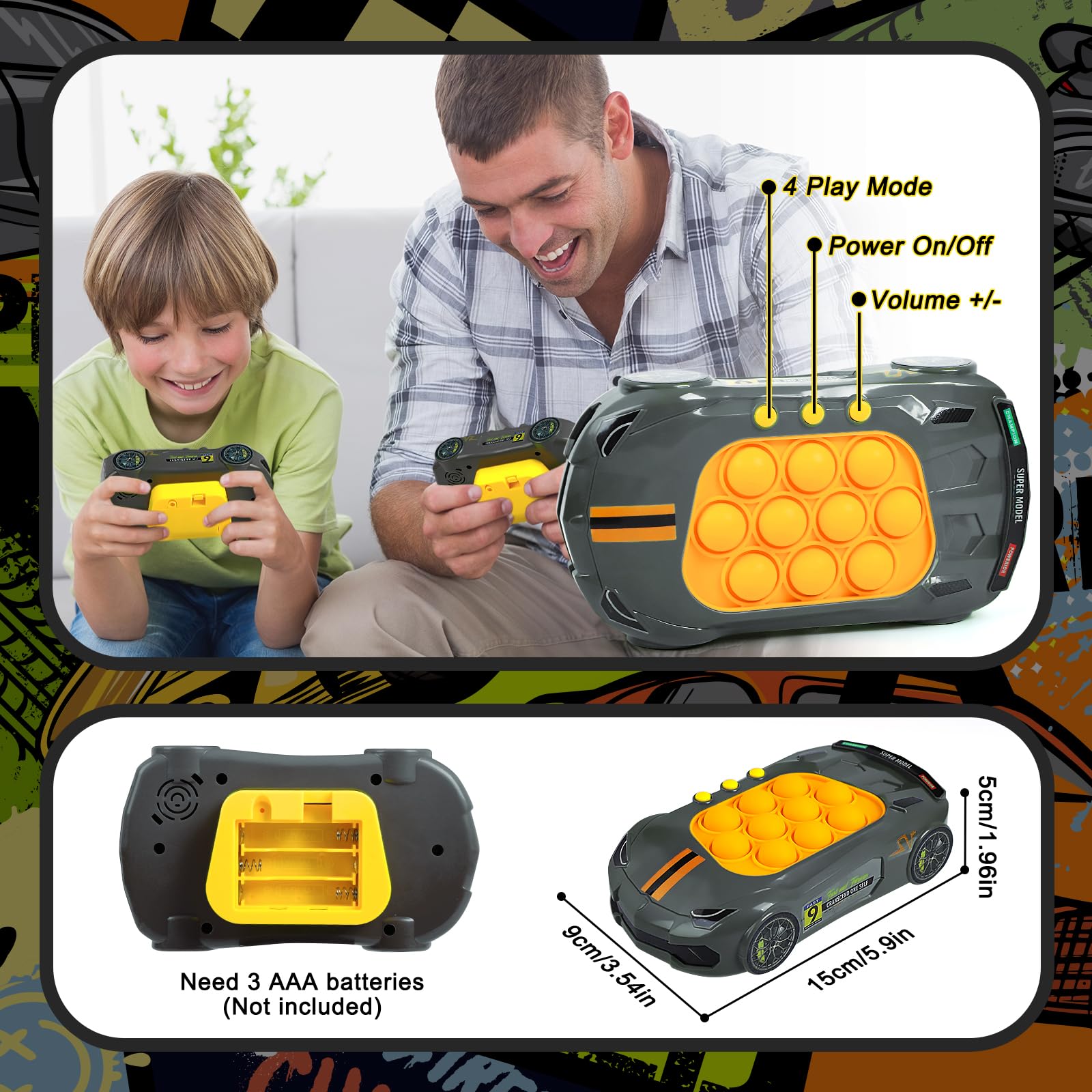 Fast Push Bubble Game for Kids 6-12 & Adults - Handheld Stress Relief Puzzle Toy with Light Up Bubbles - Fun Anxiety Relief Game for Boys, Girls, Teens - Perfect for Travel, Classroom, Office & Home Relaxation