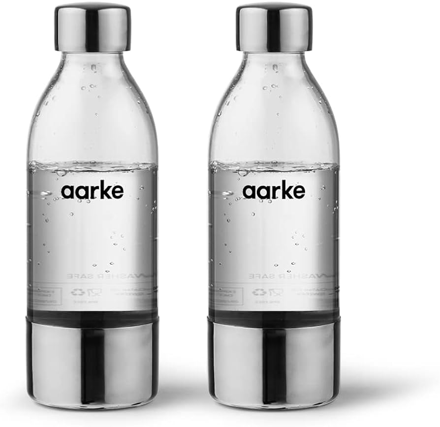 Aarke 2 Pack Carbonator Bottle Set - Premium Sparkling Water Maker Accessories for SodaStream & Home Carbonation - Perfect for Kitchen, Office & Outdoor Use