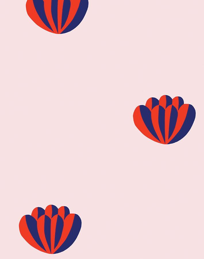 Clare V. 'Lotus' Wallpaper - Red Shell Pattern Peel & Stick Wallpaper for Bedroom, Living Room, Nursery Decor | Easy DIY Home Renovation