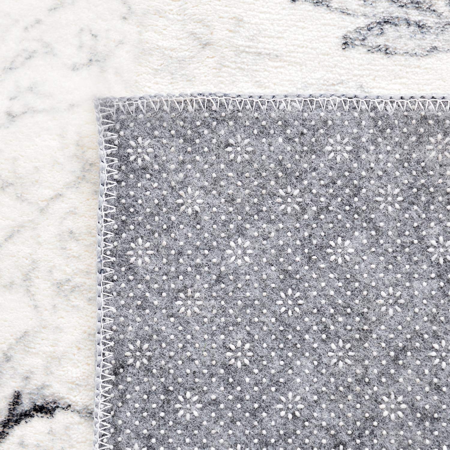 Calore Non-Slip Washable Area Rug 5.3'x6.7' - Soft Indoor Carpet for Living Room, Bedroom & Dining Room - Grey and White - Perfect for Home Decor, Pet-Friendly & High Traffic Areas