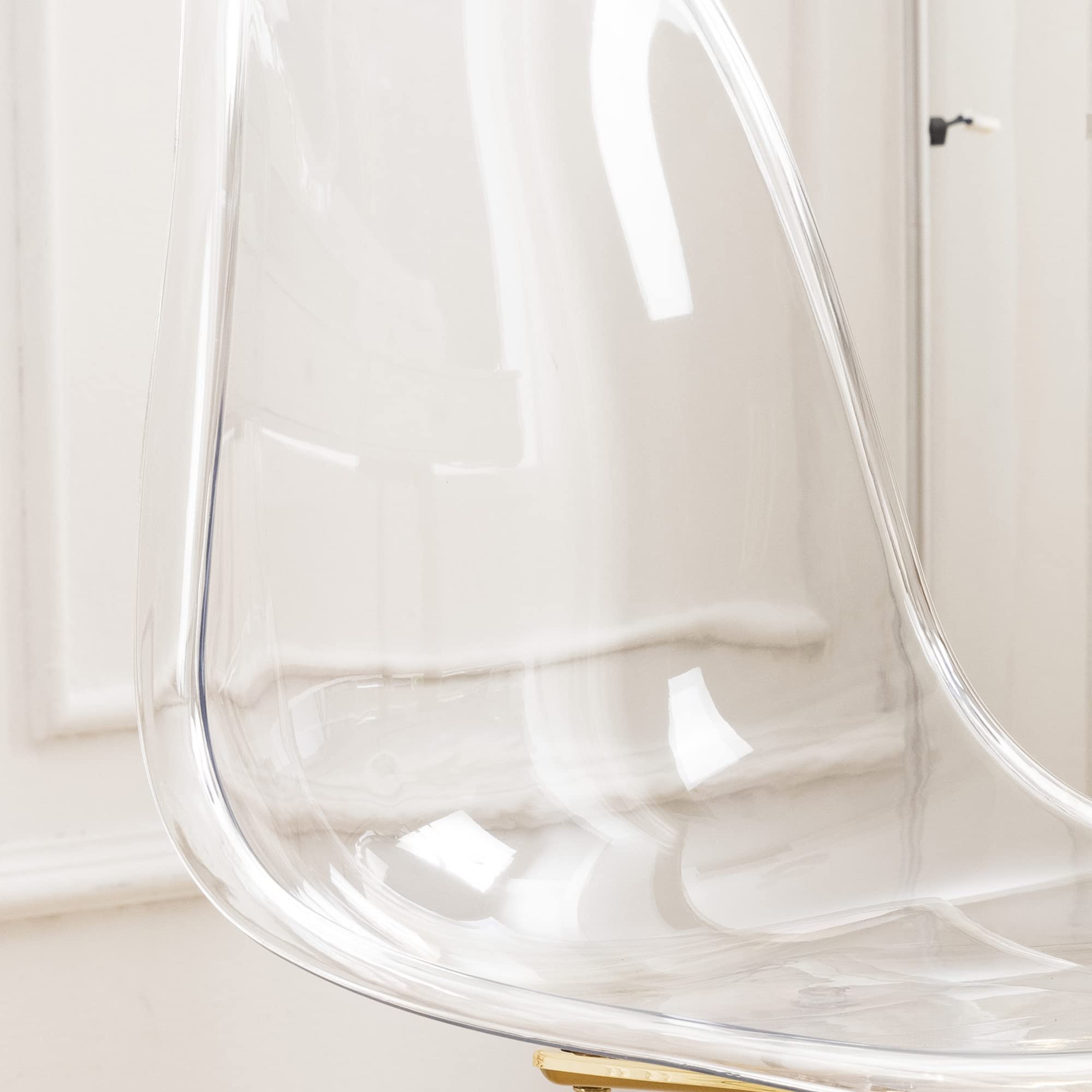 Modern Clear Acrylic Rolling Desk Chair - Adjustable Height Armless Office Chair with Wheels for Home, Vanity, or Workspace | Small Plastic Ghost Chair for Stylish & Functional Seating