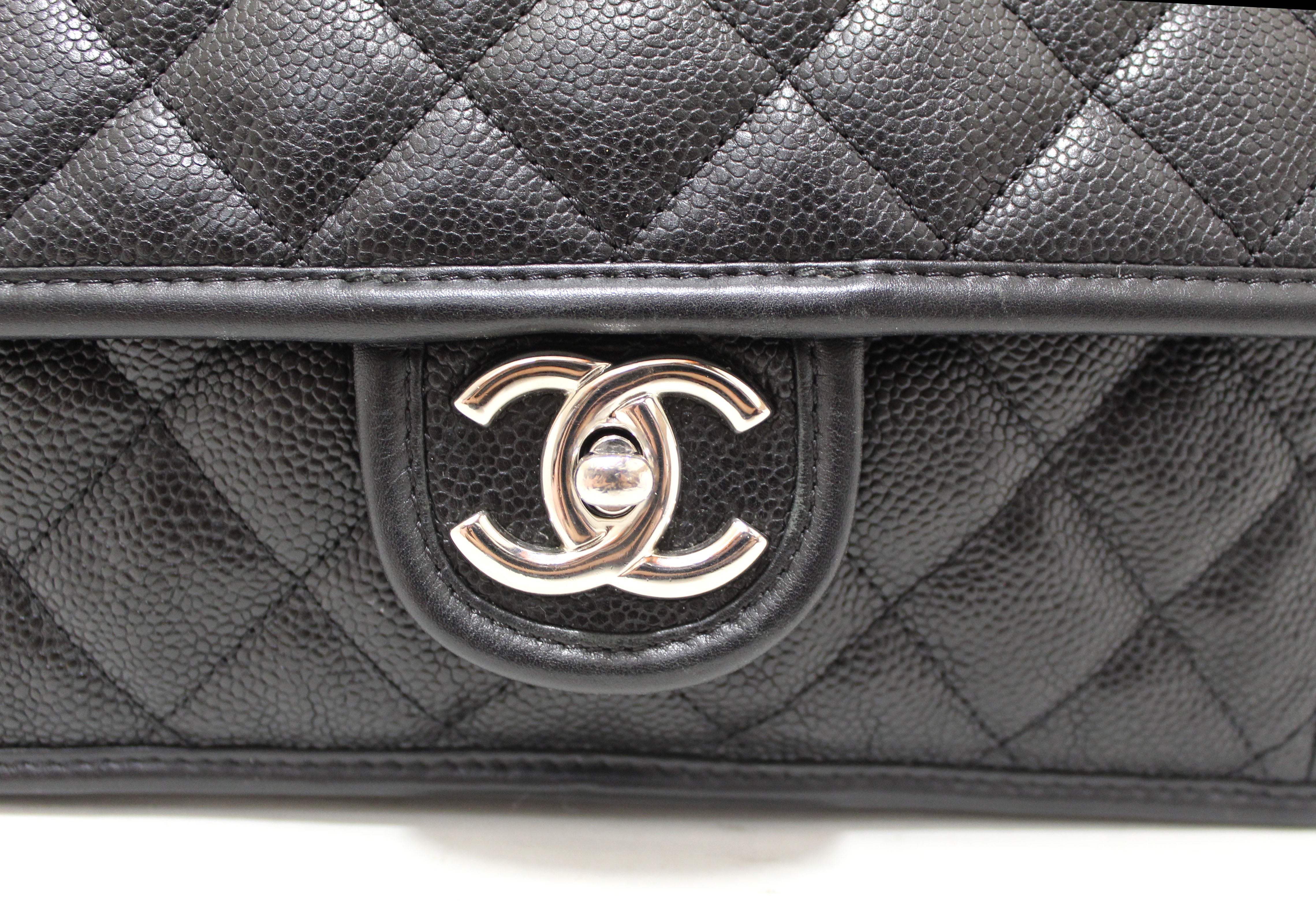 Authentic Chanel Black Quilted Caviar Leather Riviera Flap Shoulder Bag - Luxury Designer Handbag for Women, Perfect for Evening Parties, Weddings & Special Occasions