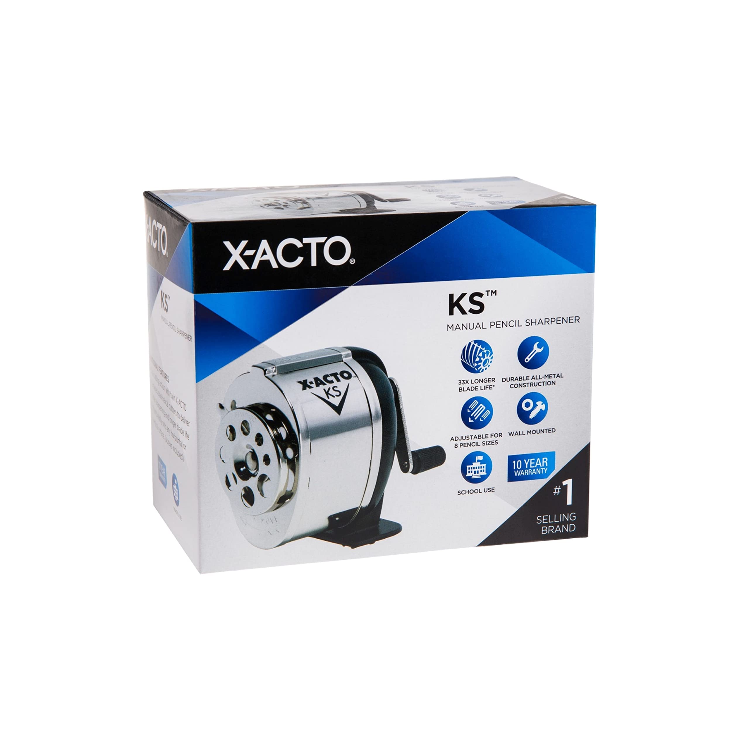 X-ACTO® KS Manual Pencil Sharpener - Precision Blade for Smooth Sharpening, Durable Metal Body, Perfect for Office, School & Art Supplies (Great for Students, Teachers & Artists)