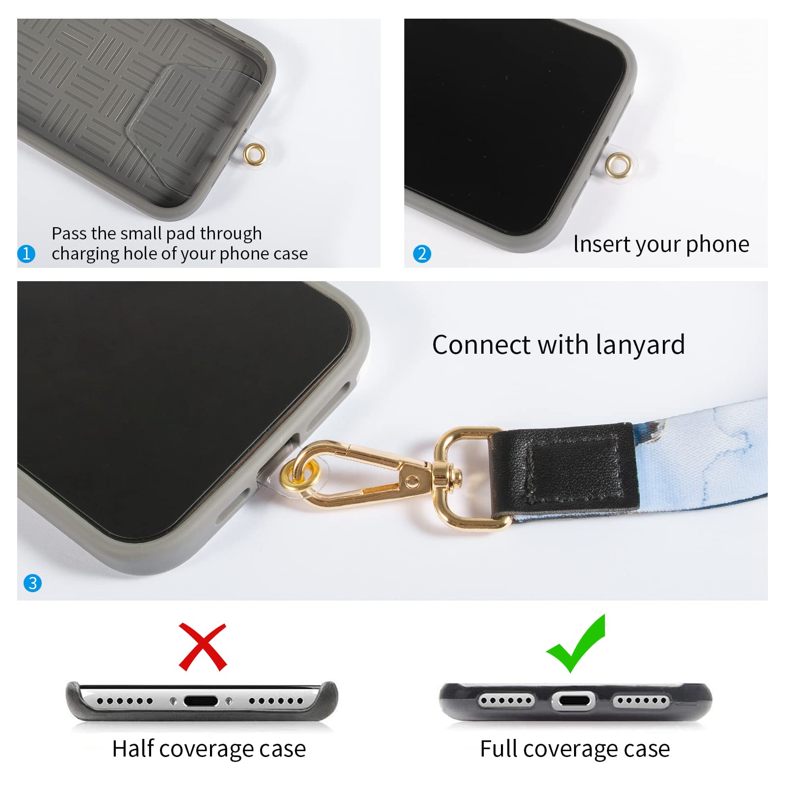 Durable Phone Lanyard Set (8-Piece) with Metal Clasp - for ID Badge, Keys & Wallet - Office & Travel Use