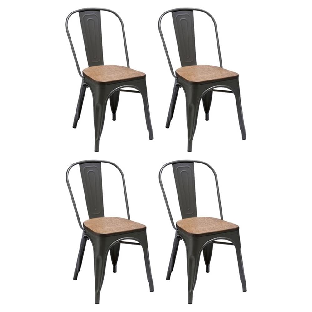 Pemberly Row Gray Metal Dining Chairs Set of 4 - Modern Kitchen & Dining Room Furniture for Home, Restaurant, Cafe, Office