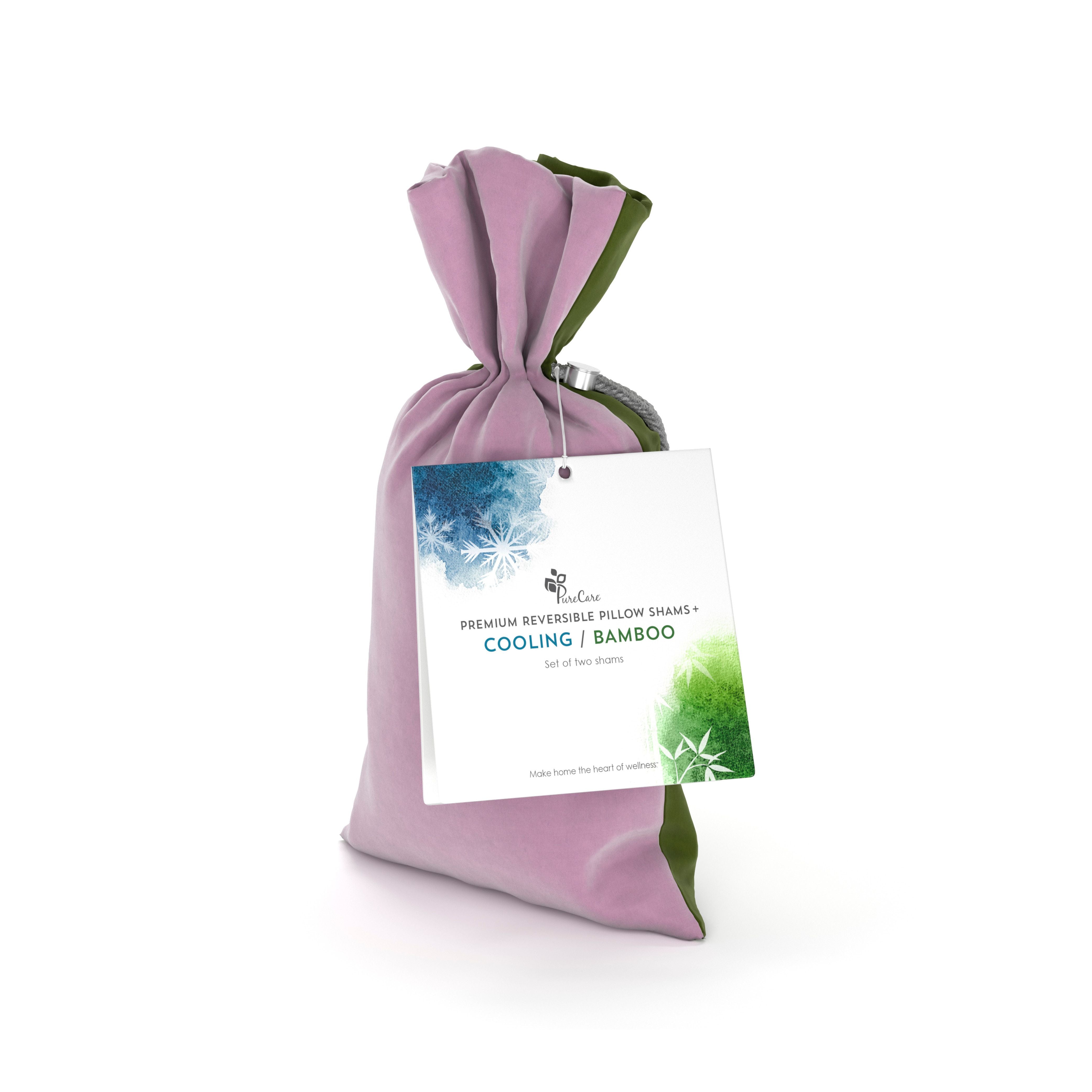 PureCare Cooling Bamboo Pillow Sham Set - Breathable & Hypoallergenic for a Restful Sleep | Perfect for Hot Sleepers & Allergy Relief