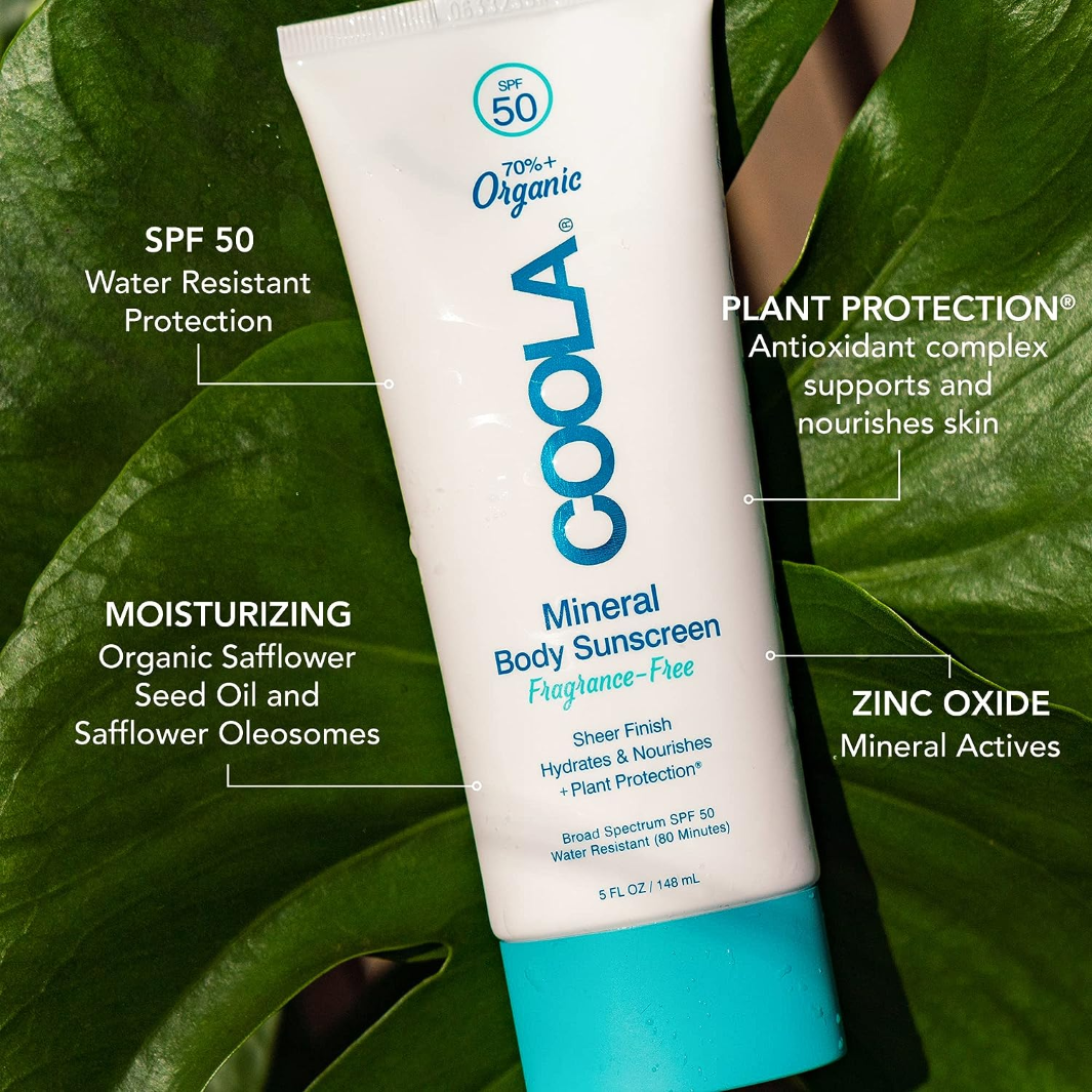 COOLA Mineral Body Organic Sunscreen Lotion SPF 50 - Fragrance Free, Broad Spectrum UVA/UVB Protection, Water Resistant, Reef Safe | Perfect for Beach, Pool & Outdoor Activities
