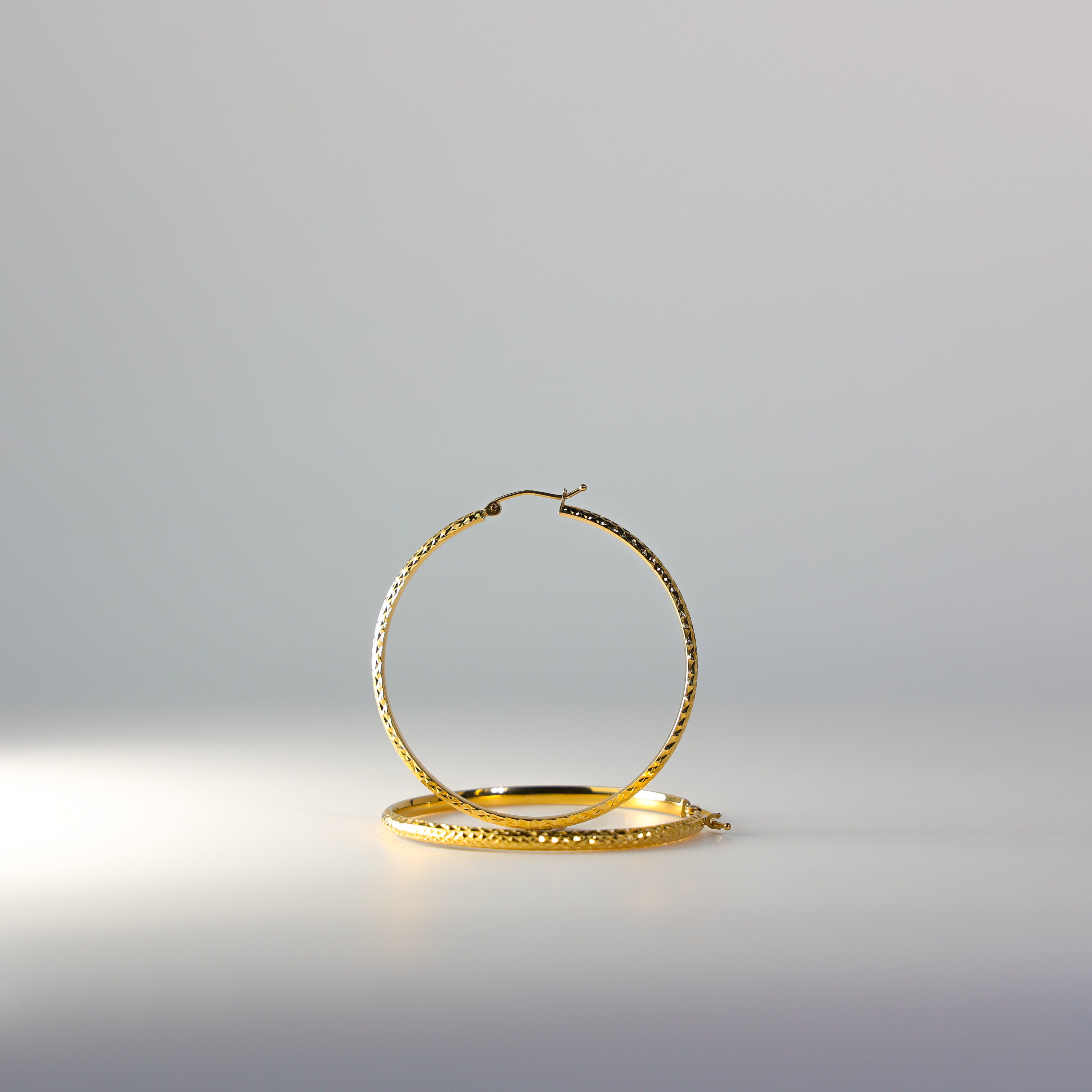 18K Gold Diamond-Cut Classic Hoop Earrings 45mm Wide - Elegant Everyday Jewelry for Women | Perfect for Parties, Weddings & Special Occasions