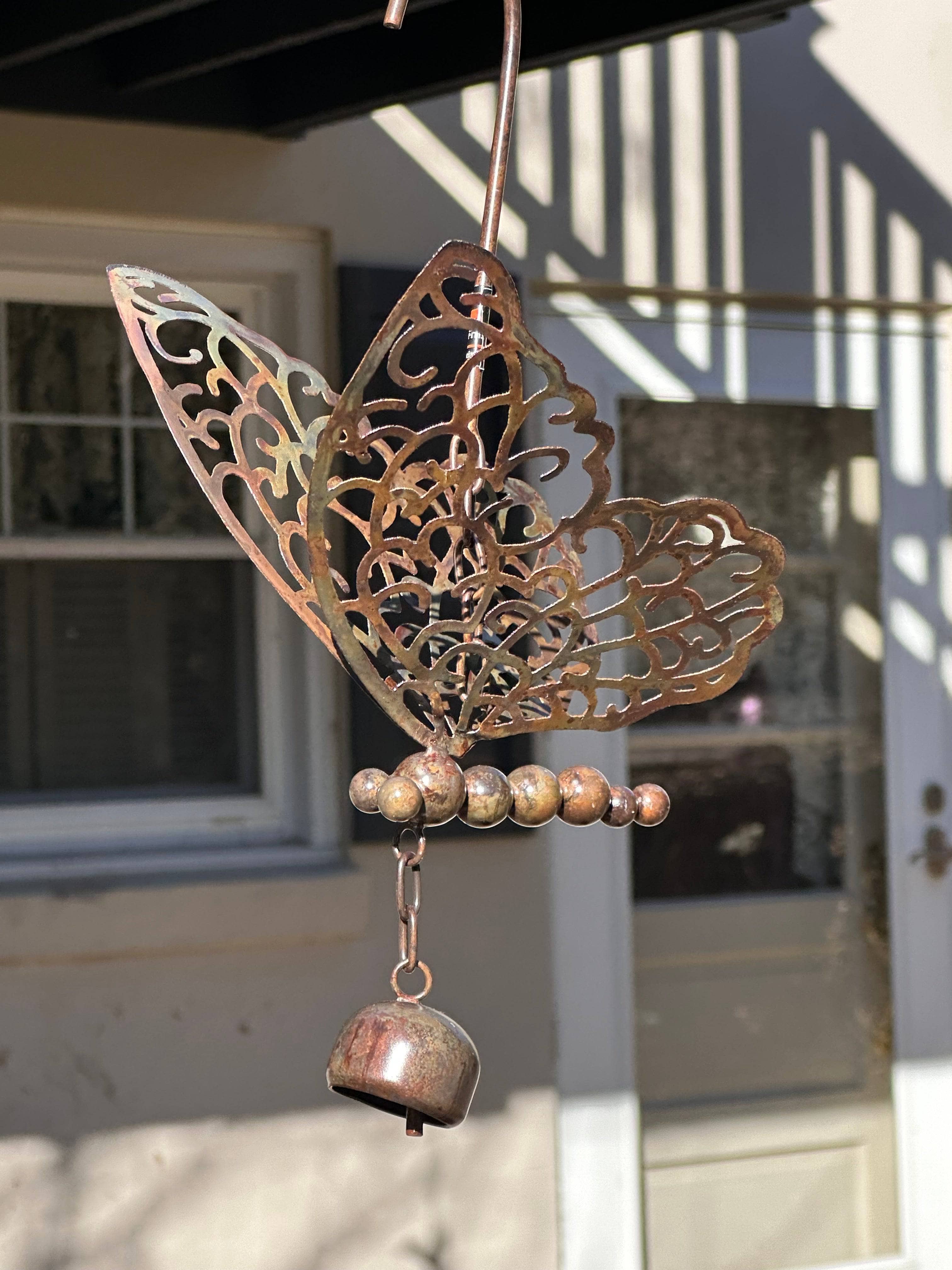 Handmade Hanging Butterfly with Bell Ornament - Wind Chime for Garden, Patio, Nursery & Home Decor