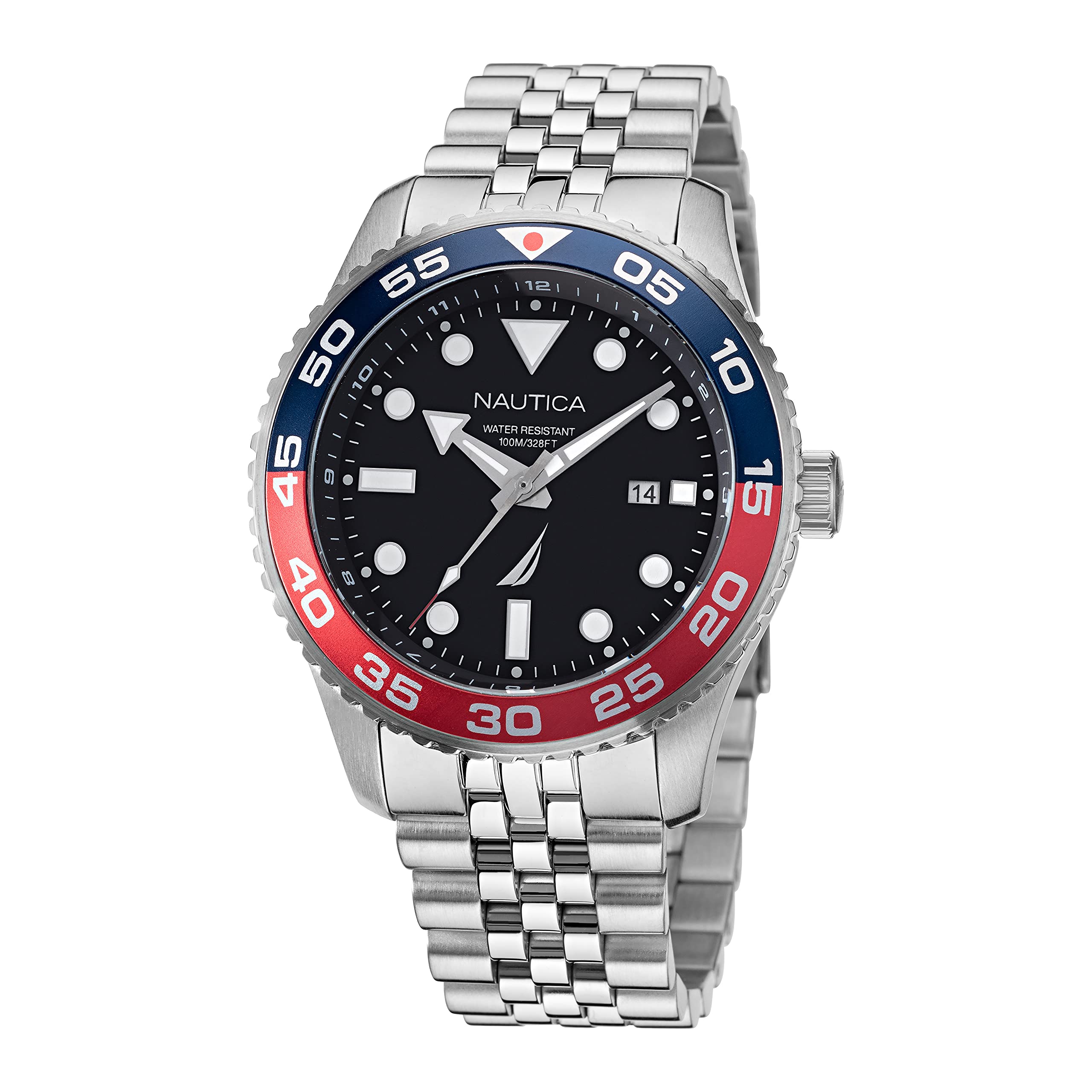 Nautica Men's Pacific Beach Watch with Date Display - Waterproof Casual & Sporty Analog Wristwatch for Swimming, Surfing, and Outdoor Activities