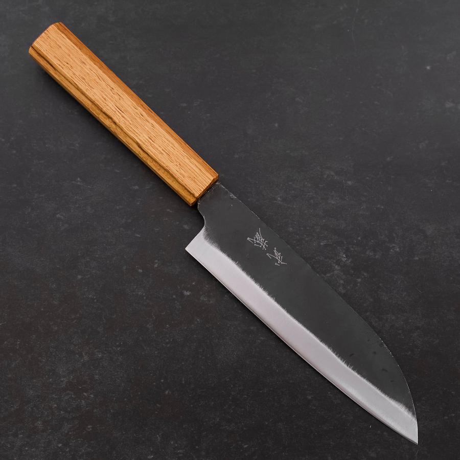 Premium Santoku Knife 165mm - Japanese White Steel #2 with Kurouchi Finish & Oak Handle - Perfect for Slicing, Dicing, and Chopping Vegetables, Meat, and Fish