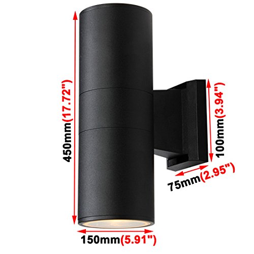 24W LED Outdoor Waterproof Wall Light - Black Up/Down Lighting Fixture, 3000K Pure White - Perfect for Patio, Garden, Porch & Garage Exterior Lighting