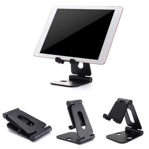 Aluminum Double Folding Bracket Stand for Smartphone & Tablet - Adjustable Phone Holder for Desk, Bed, Car - Perfect for Watching Videos, Video Calls & Reading