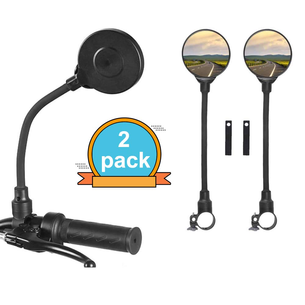 GINKHY Adjustable Rotatable Bike Mirror Pair - Safe Multi-Angle Bicycle Rear View Glass Mirror for Mountain, Off-Road & Fixed Gear Bikes | Perfect for Commuting, Trail Riding & Urban Cycling Safety