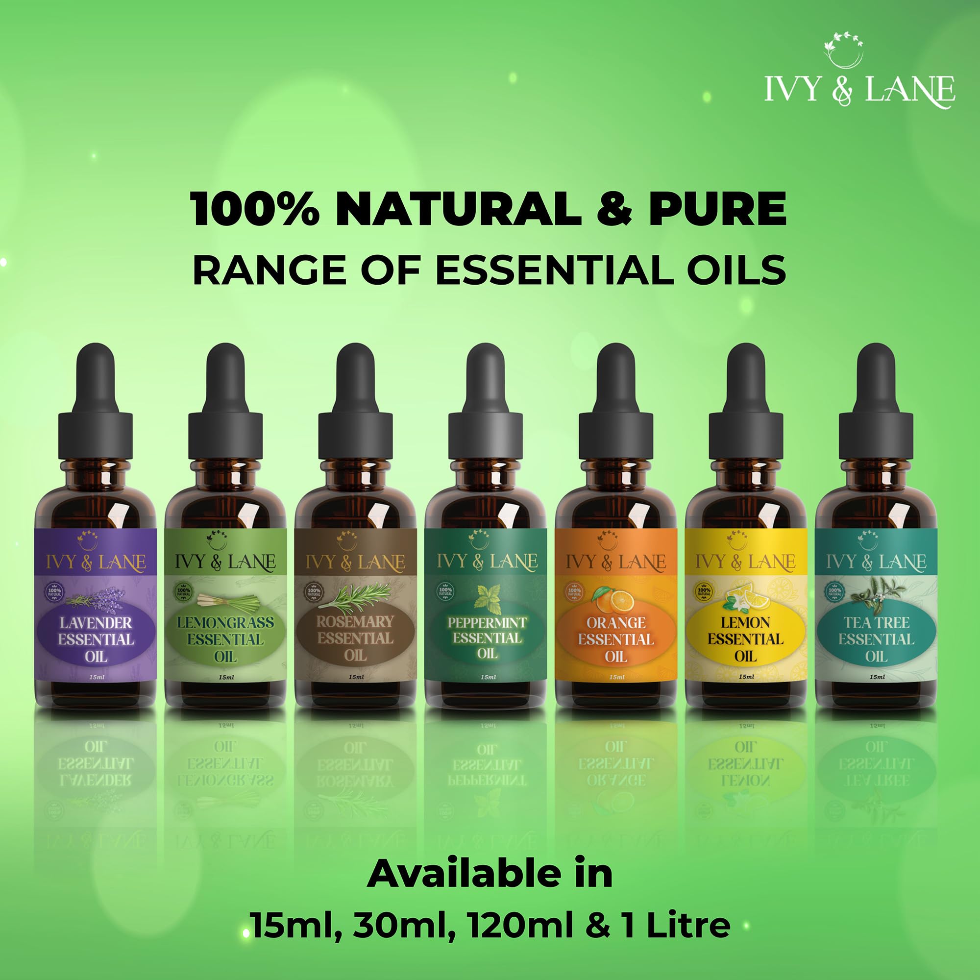 **Ivy & Lane 100% Pure Organic Lemongrass Essential Oil - Undiluted, Therapeutic Grade for Stress Relief, Headache Relief & Natural Insect Repellent - 15ml with Dropper - Perfect for Aromatherapy, Massage & DIY Skincare**