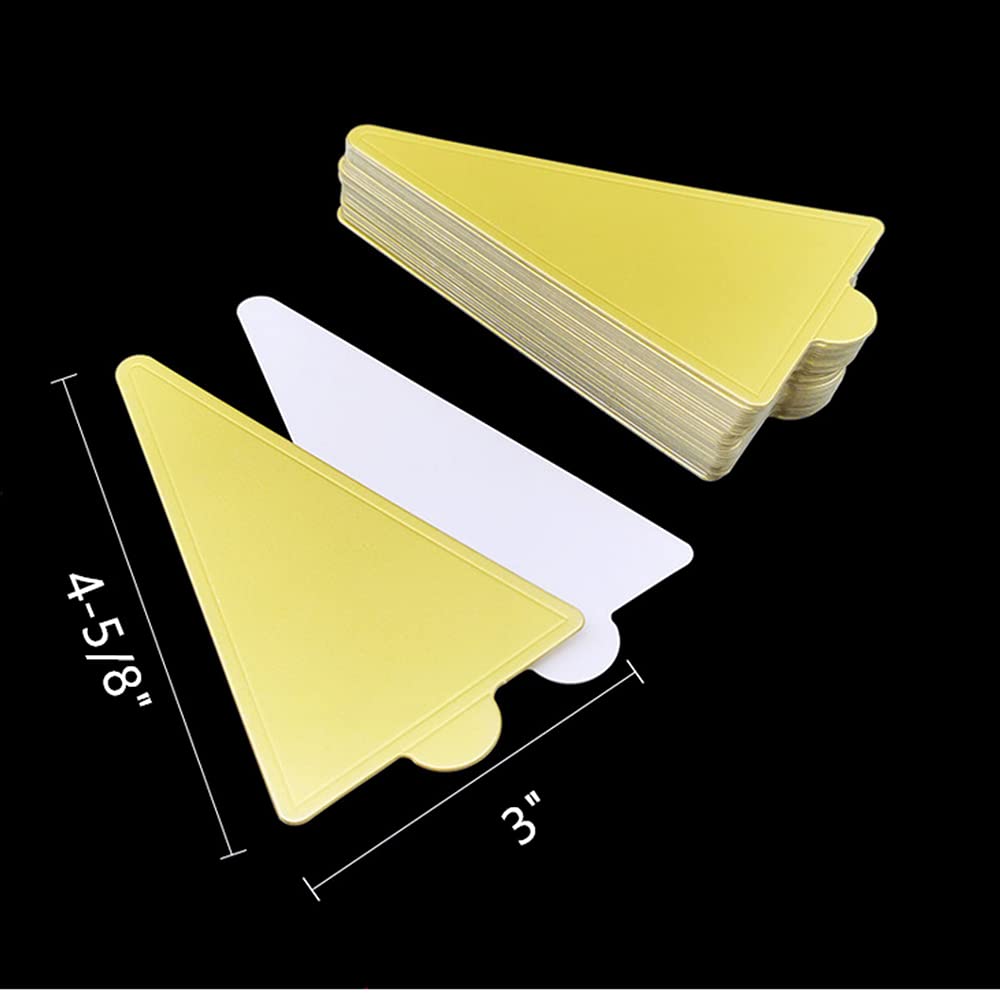 200Pcs 4-Inch Mini Triangle Dessert Plates - Golden Cardboard Cake Boards for Cupcakes, Cake Slices, Cheesecake & Mousse - Perfect for Birthday Parties, Weddings, Baby Showers & Dessert Displays