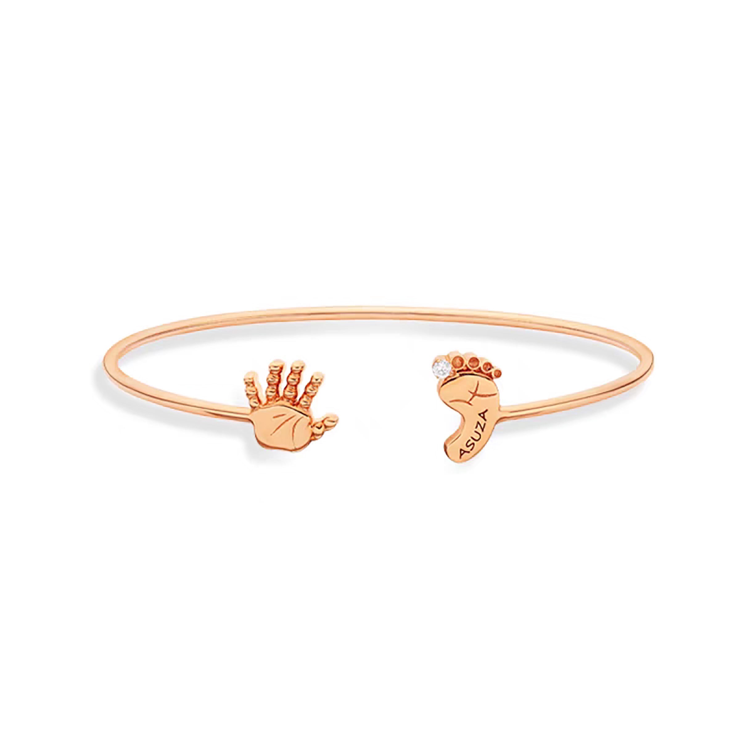Solid Gold Footprint Bracelet - Elegant & Dainty Jewelry for Women - Perfect for Mother's Day, Baby Shower Gifts & Special Occasions