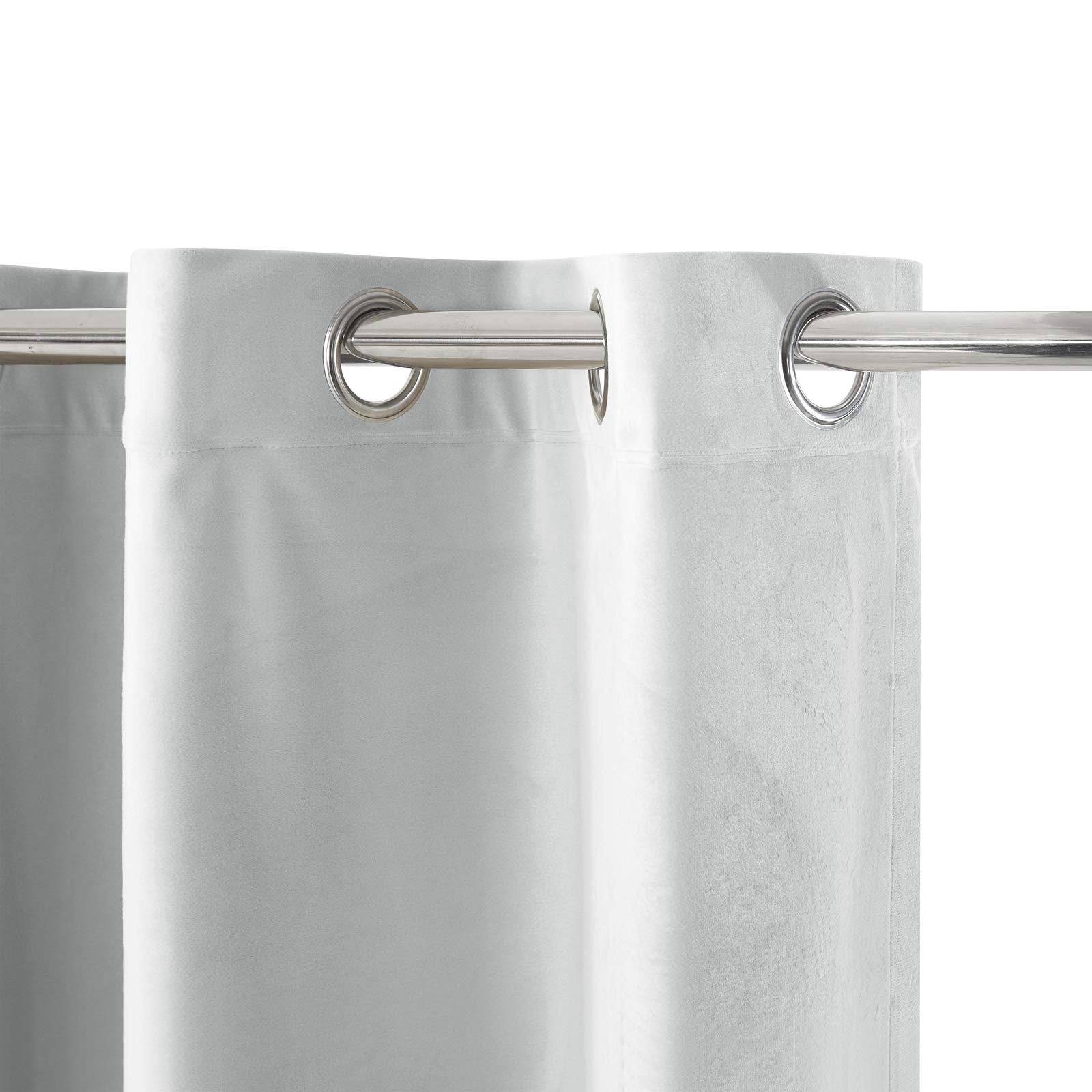 LOYOLADY Greyish White Velvet Curtains 96 Inches Long - 2 Panels Set, Thermal Insulated Grommet Window Drapes 52