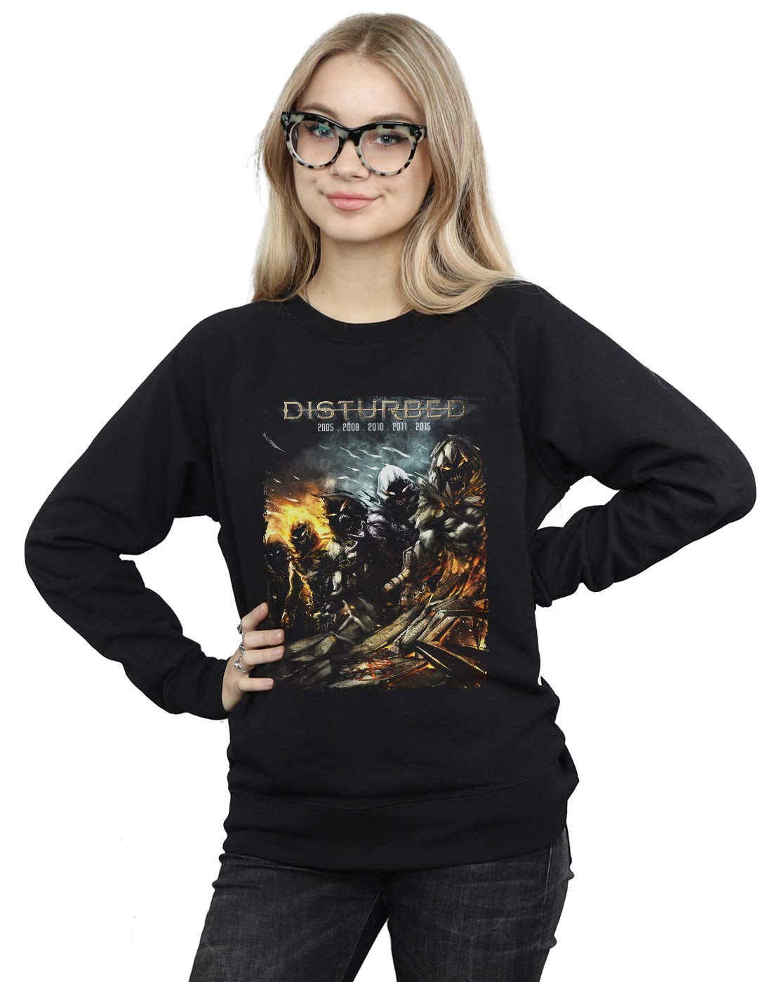 Disturbed Women's Evolution Box Logo Sweatshirt - Vintage Band Graphic Hoodie for Concerts, Streetwear & Casual Outfits
