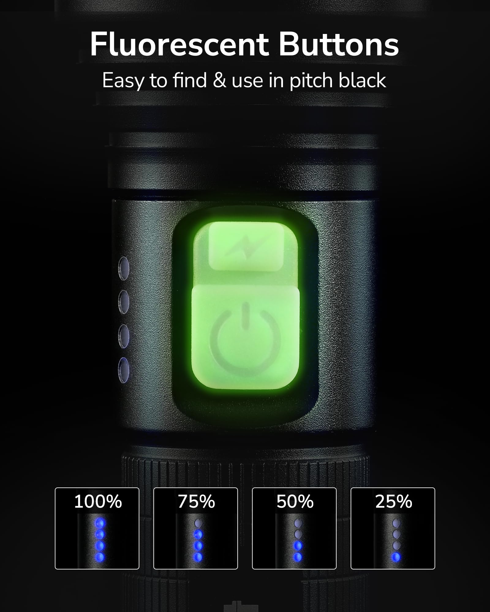 PACEARTH 2000LM Rechargeable Tactical Flashlight - High Lumens LED Flashlight with 5 Modes, Adjustable Zoom, Waterproof Design - Perfect for Camping, Hiking, Emergency & Outdoor Adventures