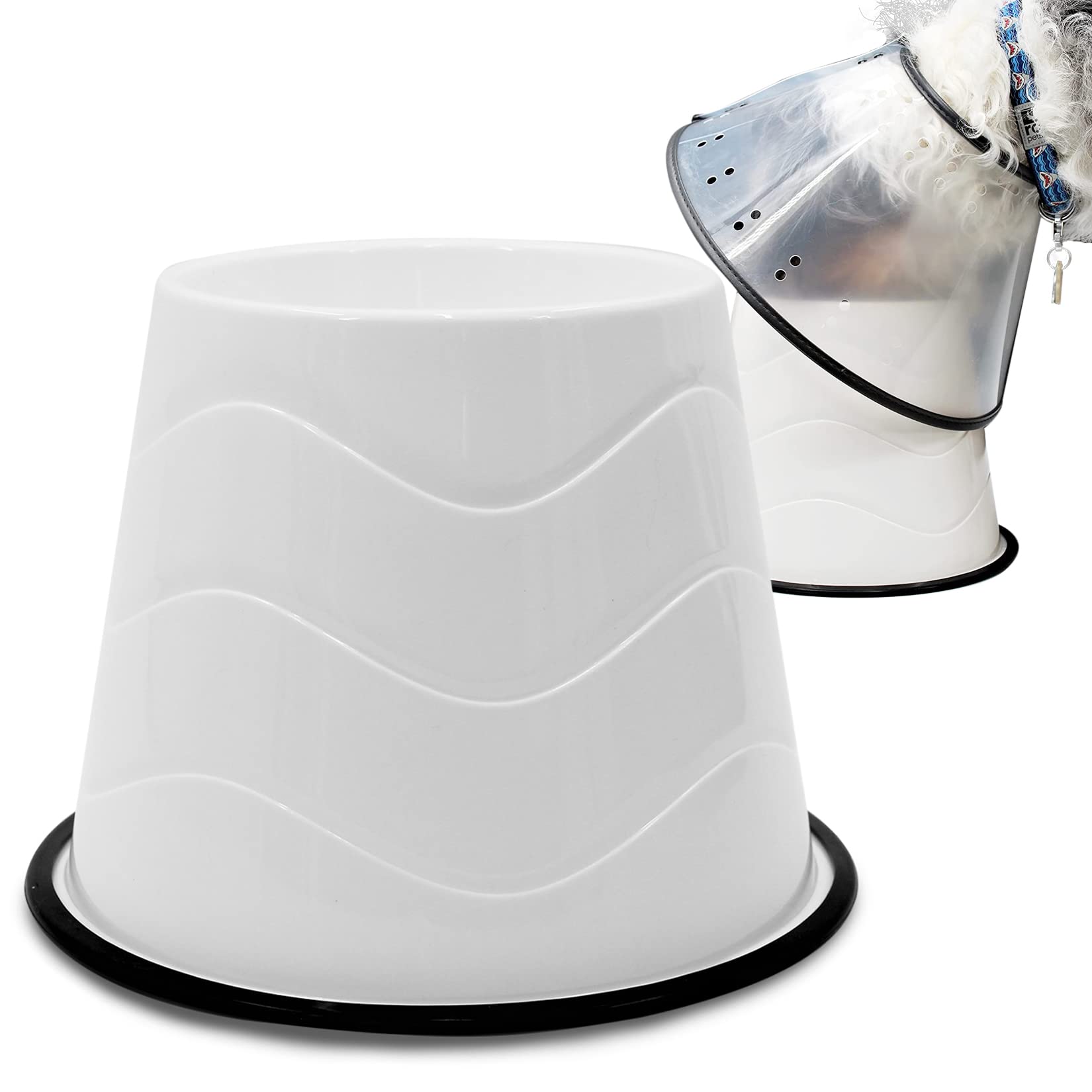 Elevated Dog Bowls with Non-Slip Base - Large Raised Pet Food Bowls for Dogs & Cats - Perfect for Pets Wearing Cones or Large Breeds - Durable Bowl Stand for Mess-Free Feeding at Home or Travel