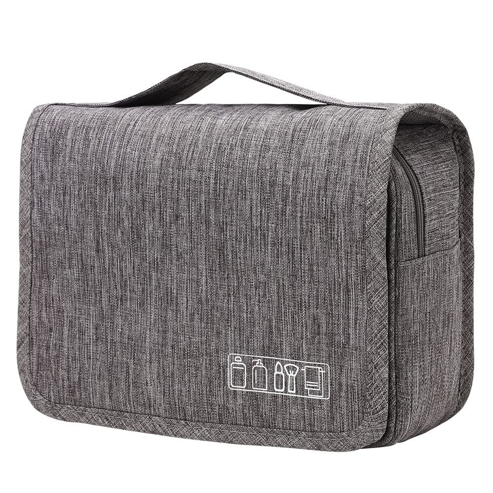 Trawila Large Capacity Travel Hanging Toiletry Bag - Waterproof Cosmetic Organizer with Sturdy Hook for Men & Women (Grey) - Perfect for Camping, Gym, Business Trips & Vacation Essentials